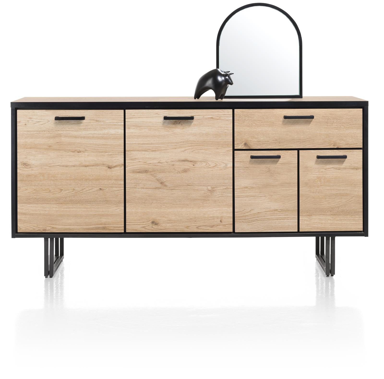 Sideboard Henders & Hazel aus Metall in Natur Schwarz Sideboard bzw. Wohnzimmerschrank Primo Laminato Melamin, Natural