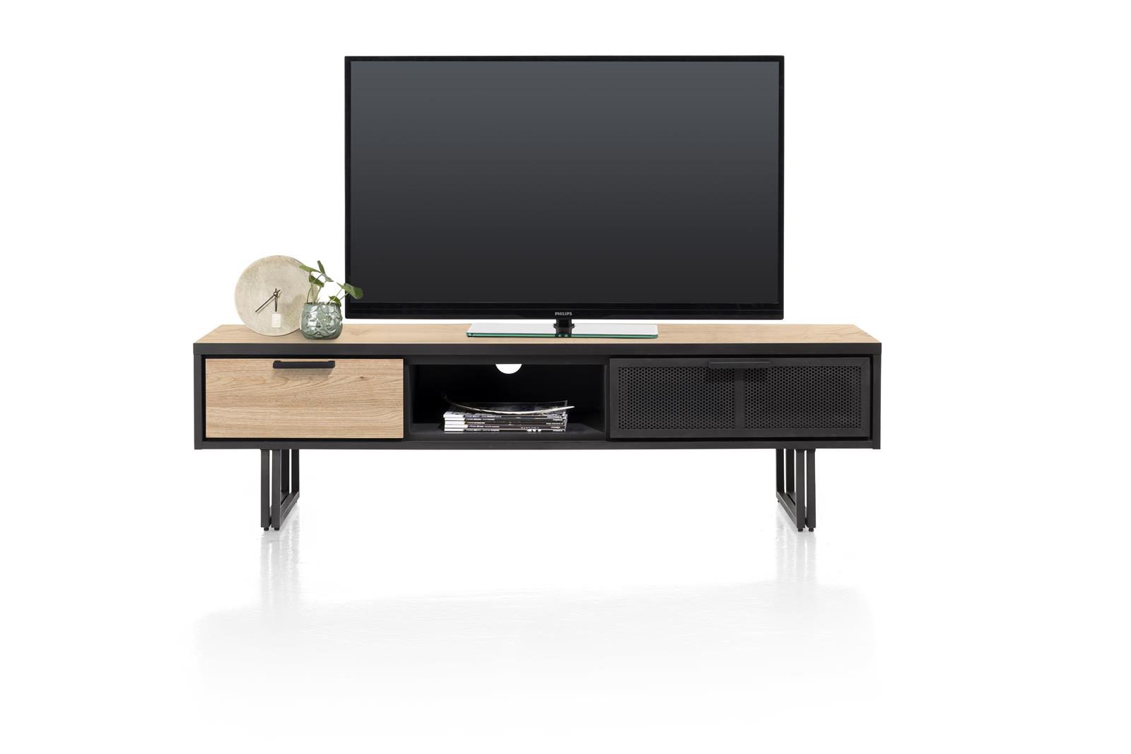 Lowboard Henders & Hazel aus Metall in Natur Schwarz TV-Sideboard 160 cm bzw. Lowboard Primo Laminato Melamin, Natural