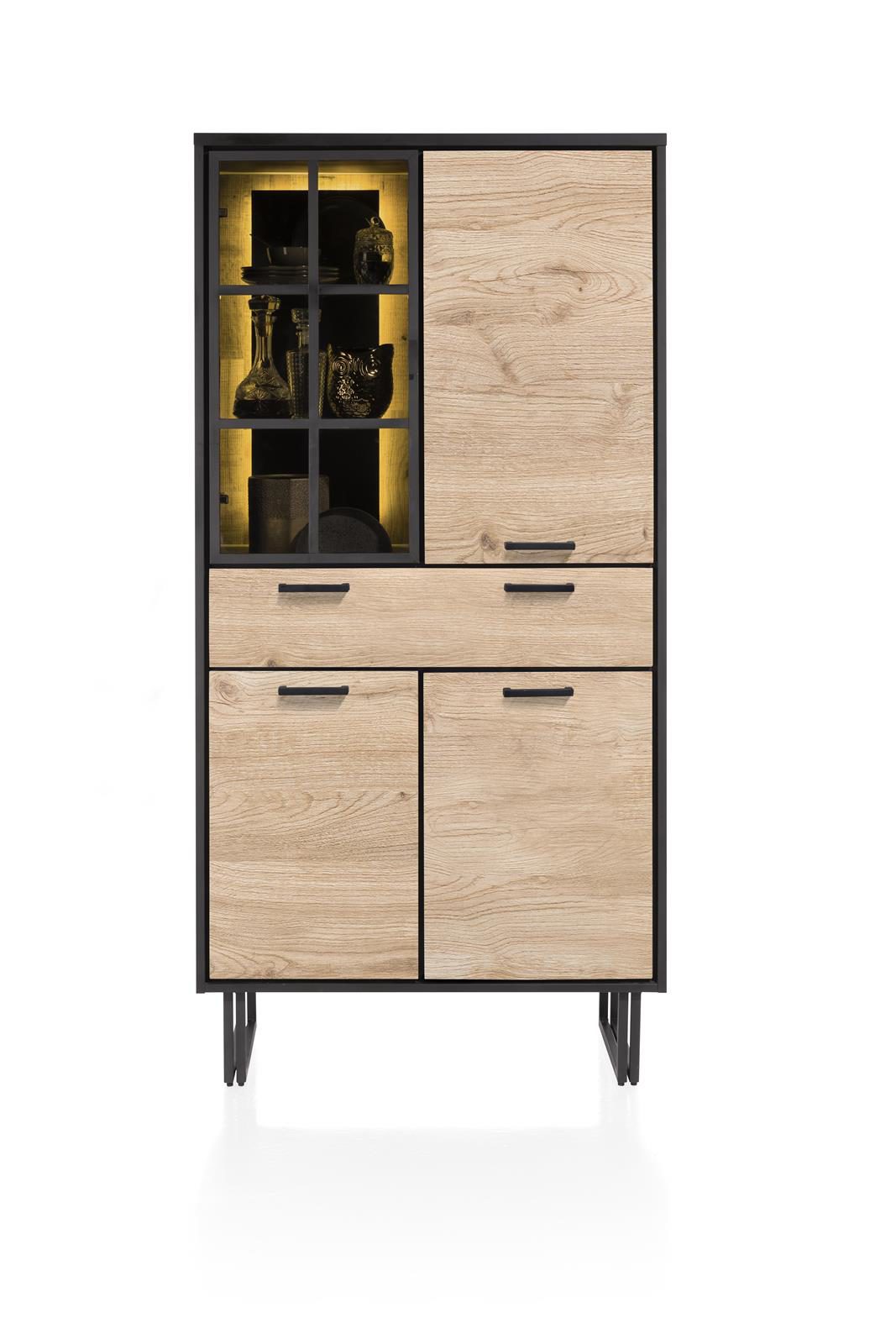 Schrank Henders & Hazel aus Glas Metall in Natur Schwarz Schrank bzw. Wohnzimmerschrank Primo Laminato Melamin, Natural