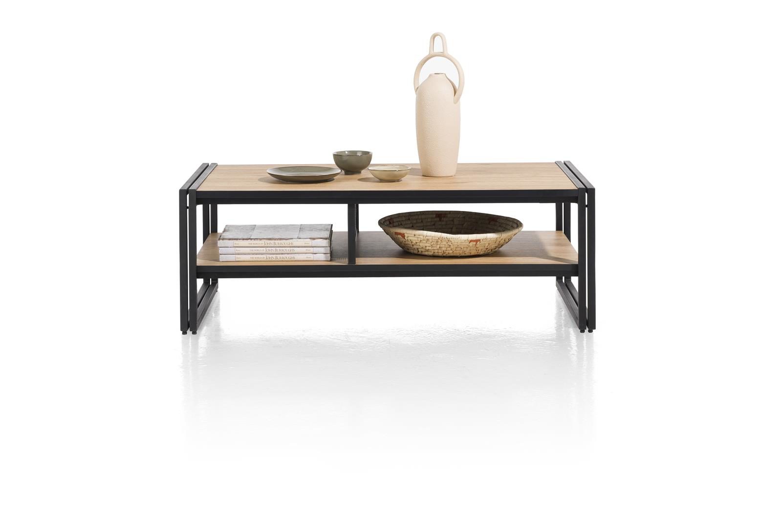Couchtisch Henders & Hazel aus Metall in Natur Schwarz Couchtisch 110 x 60 cm bzw. Wohnzimmertisch Primo Laminato Melamin, Natural
