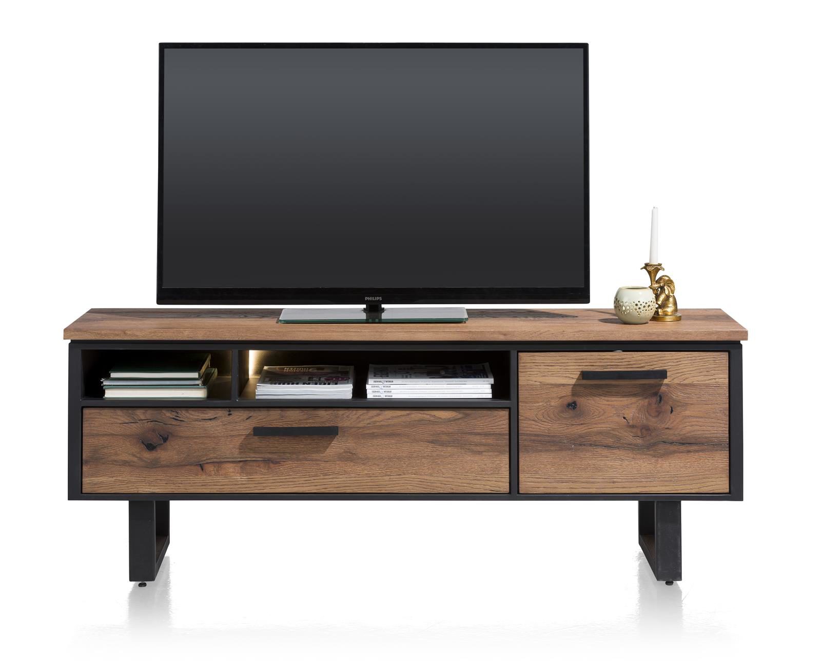 Lowboard Henders & Hazel aus Furnier Metall in Braun Schwarz Lowboard 160 cm bzw. TV-Schrank Wildeichenfurnier Choco braun lackiert