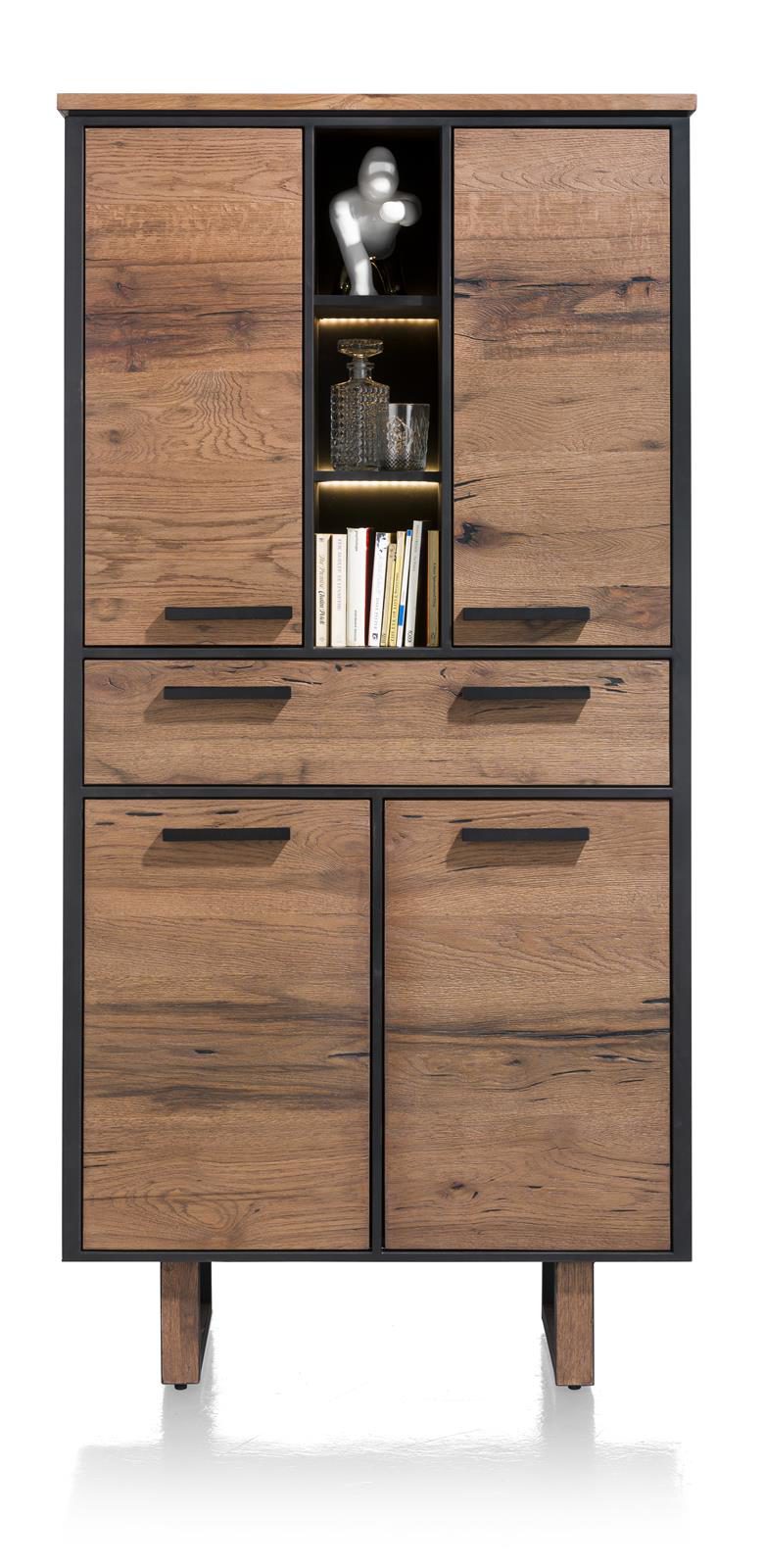 Schrank Henders & Hazel aus Furnier Metall in Braun Schwarz Schrank bzw. Wohnzimmerschrank Wildeichenfurnier Choco braun lackiert