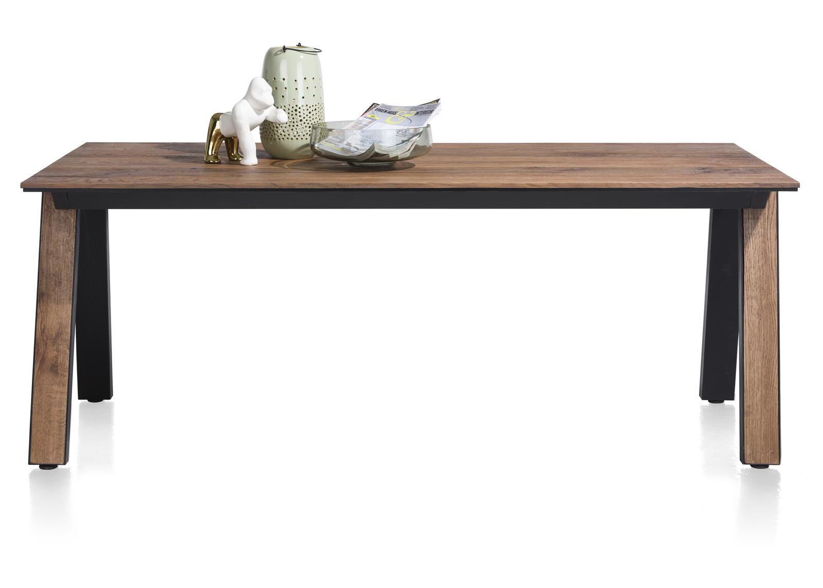 Tisch Henders & Hazel aus Furnier Metall in Braun Schwarz Tisch 200 x 100 cm bzw. Esszimmertisch Wildeichenfurnier Choco braun lackiert