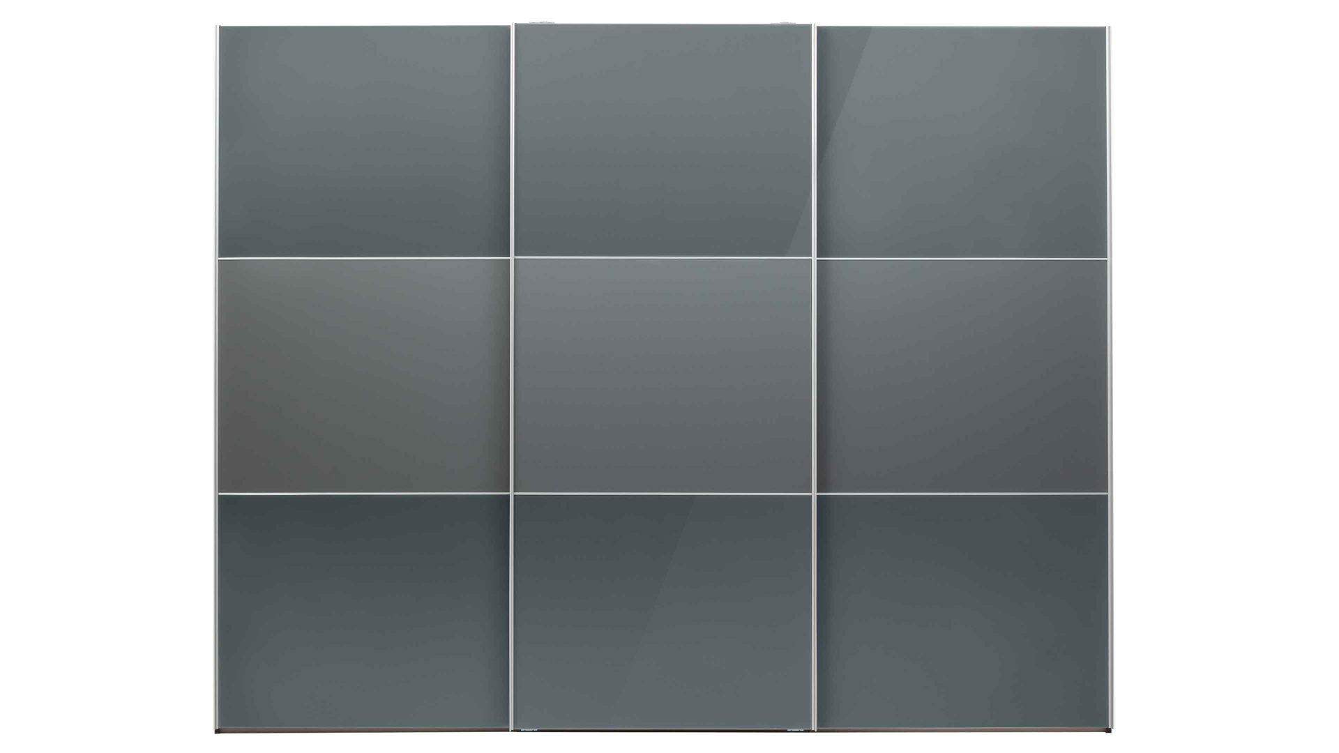 Kleiderschrank Staud aus Glas in Dunkelgrau STAUD Schwebetürenschrank Ancona Vulkan & Aluminium - drei Türen, Breite ca. 280 cm