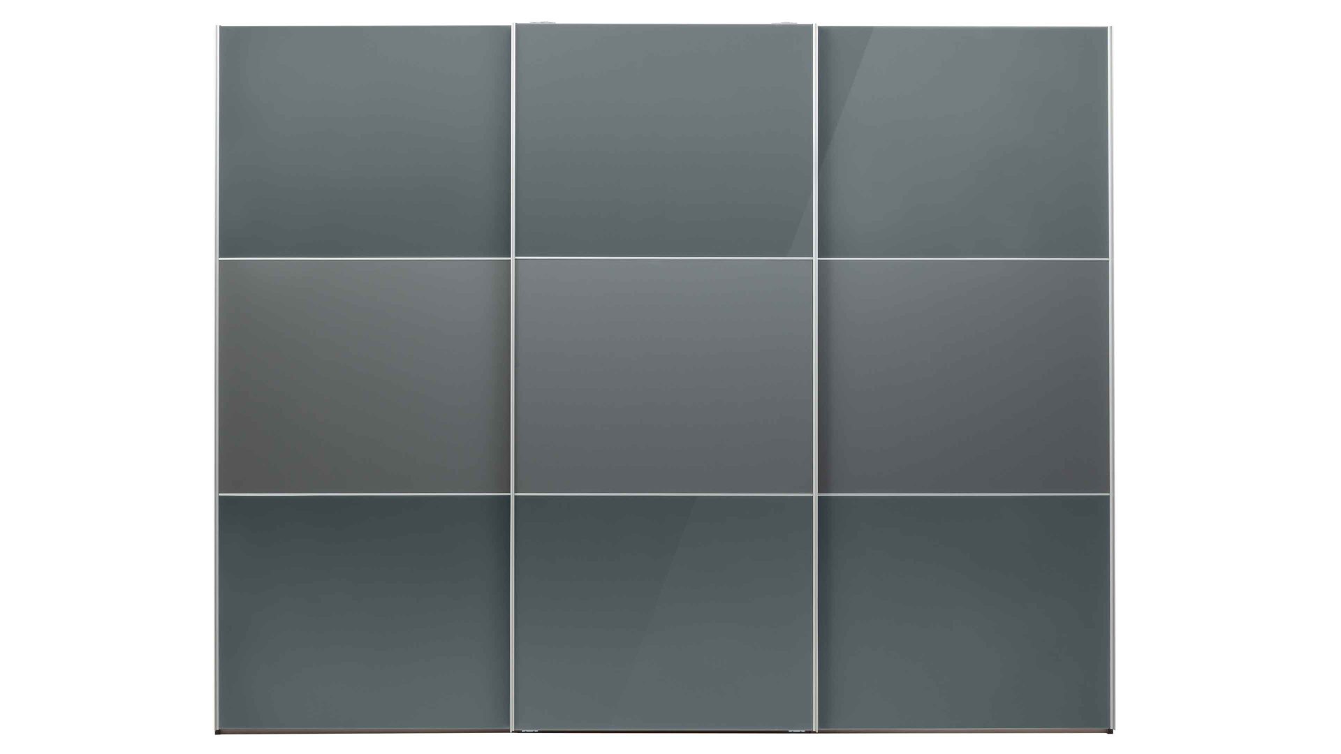 Kleiderschrank Staud aus Glas in Dunkelgrau Schwebetürenschrank Ancona Vulkan & Aluminium - drei Türen, Breite ca. 280 cm