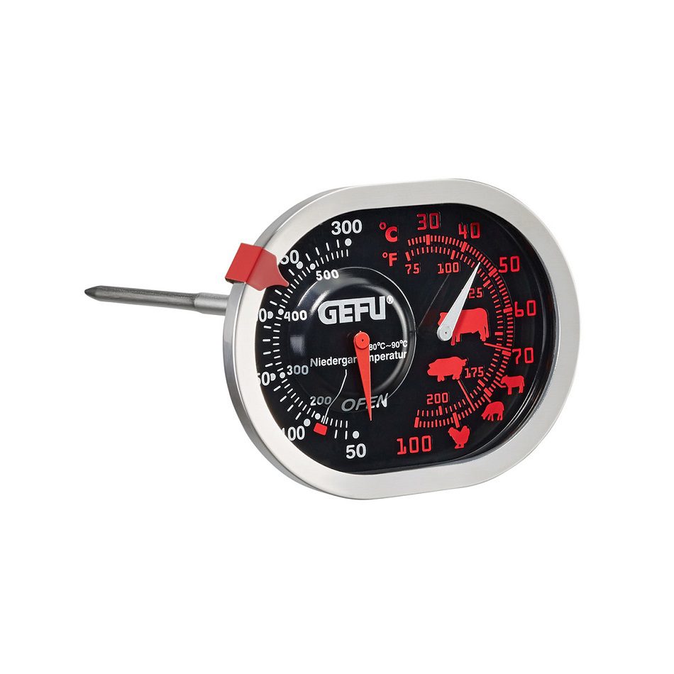 Küchenhelfer Gefu in Silber Schwarz Rot GEFU Braten- und Ofenthermometer 3 in 1 Braten- und Ofenthermometer - aus hochwertigem Edelstahl