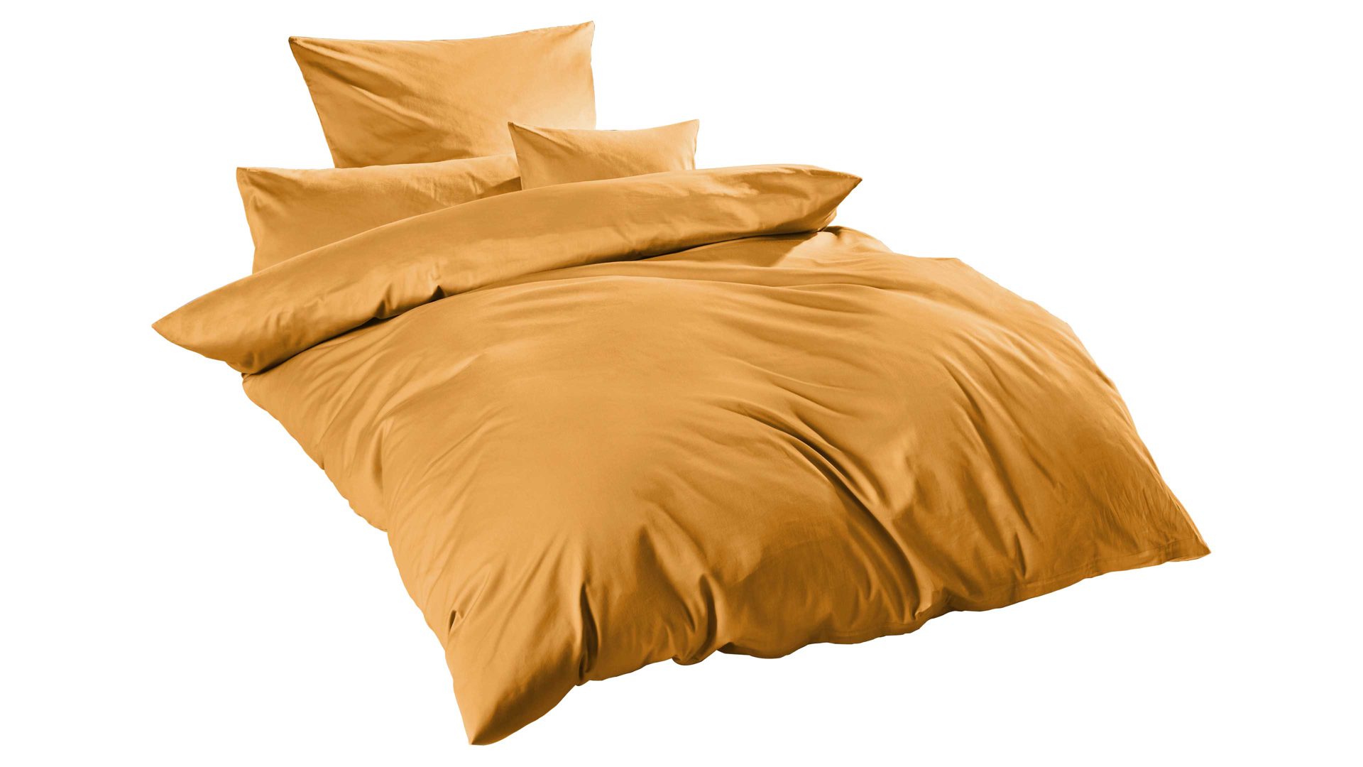 Bettwäsche-Set H.g. hahn haustextilien aus Stoff in Gelb HAHN Luxus-Satin-Bettwäsche Sempre senffarbener Baumwollsatin - zweiteilig, ca. 135 x 200 cm