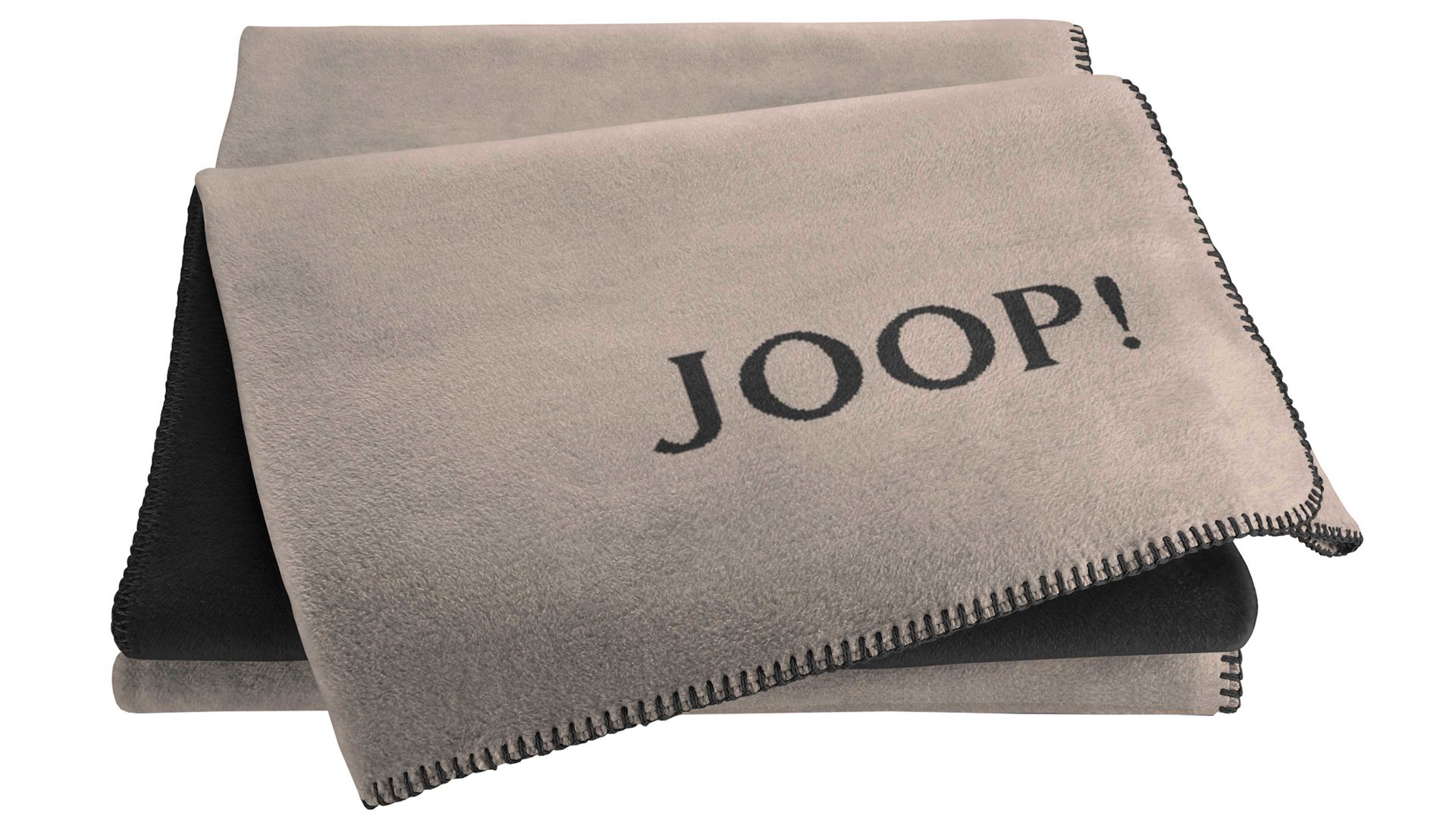 Wohndecke Biederlack aus Stoff in Natur JOOP! Wohndecke Melange Doubleface Stein & Anthrazit – ca. 150 x 200 cm
