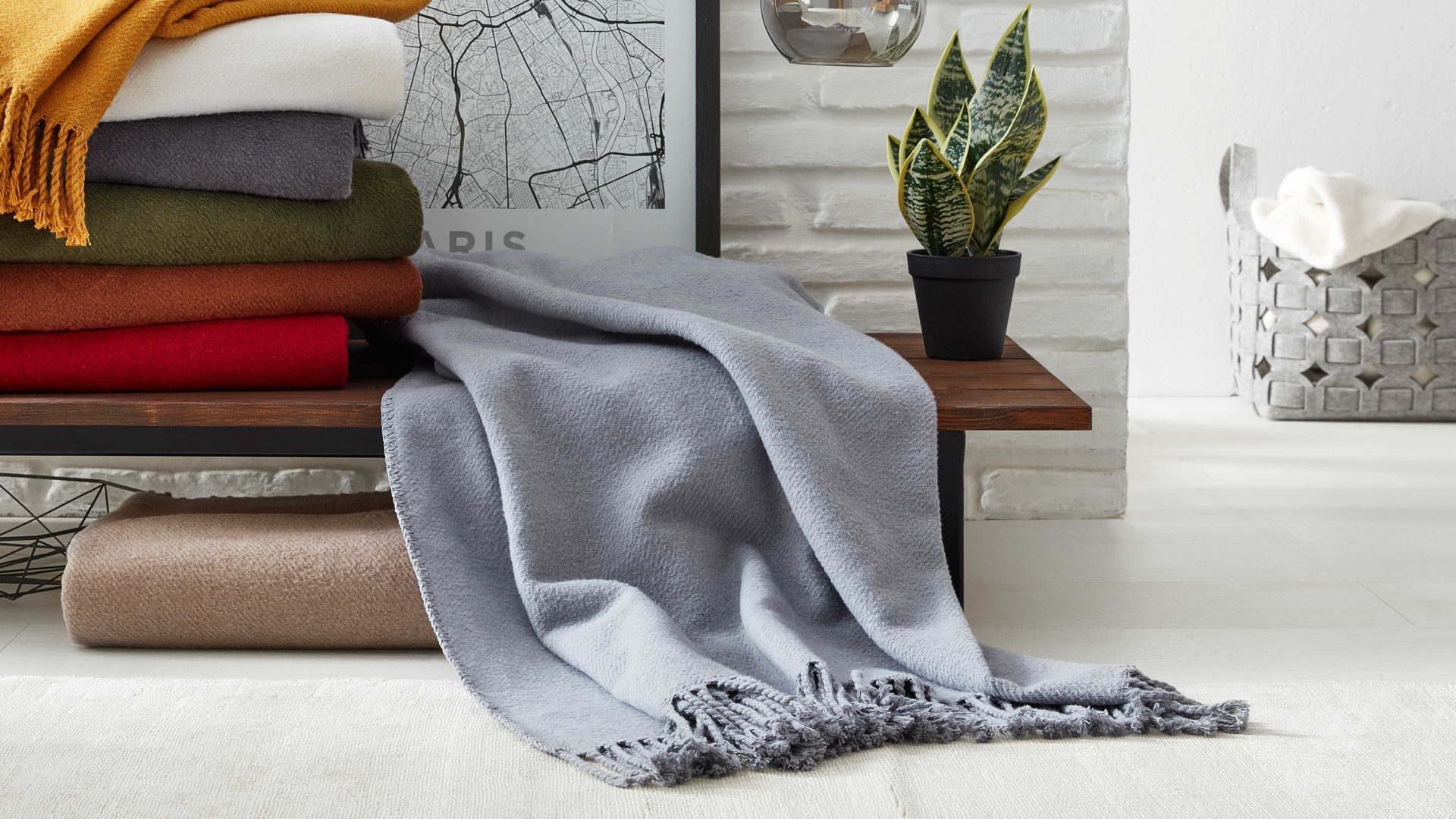 Wohndecke Interliving aus Stoff in Grau Interliving Wohndecke Serie 9109 Silber - ca. 150 x 200 cm