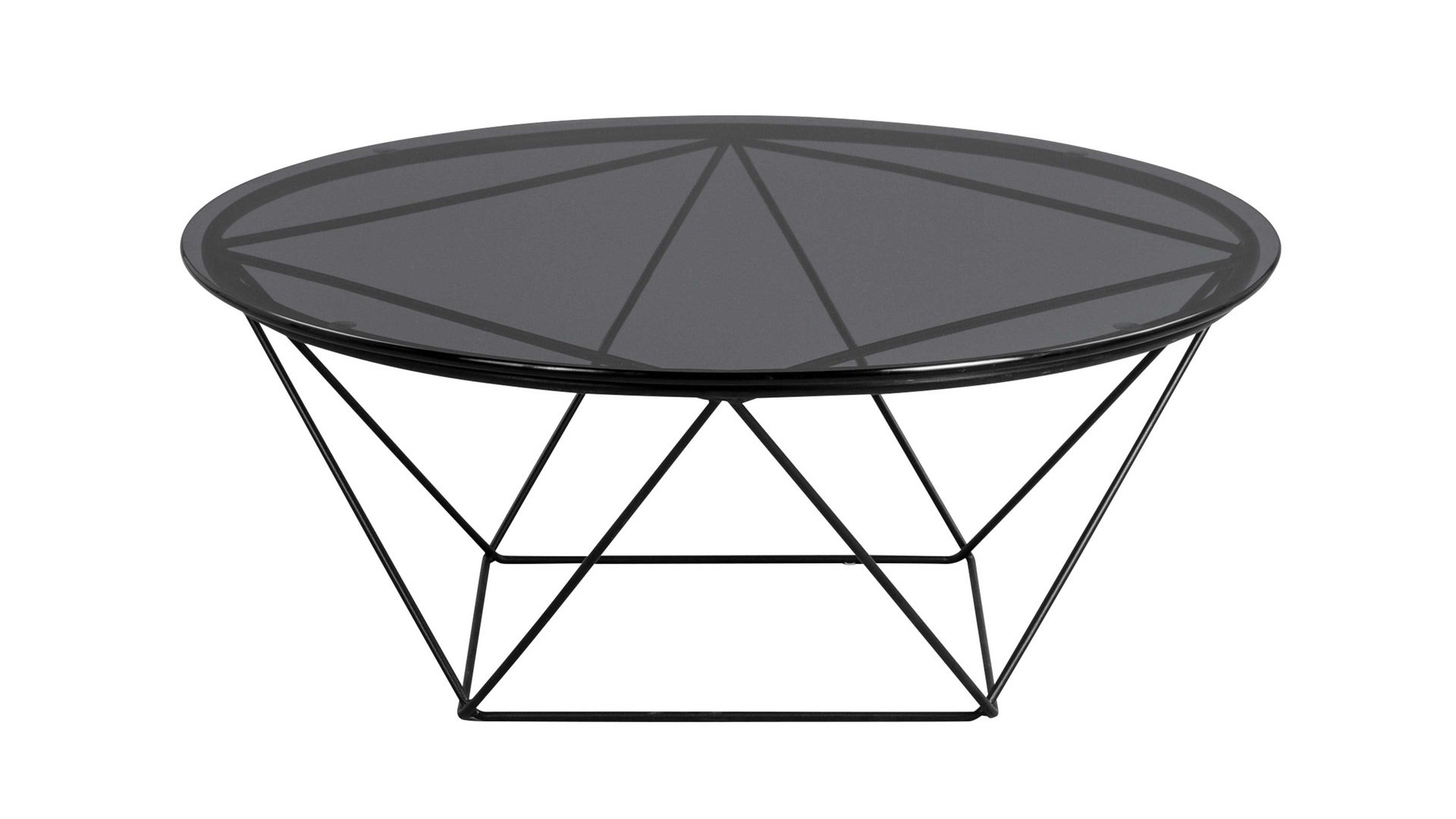 Couchtisch M2 kollektion aus Glas in Dunkelgrau Couchtisch Nairo Grau & Schwarz – Durchmesser ca. 70 cm