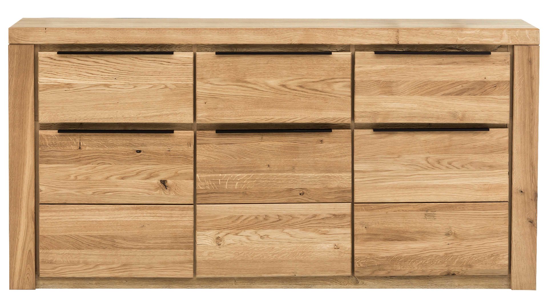 Sideboard Elfo-möbel aus Holz in Holzfarben Möbelserie Greta - Sideboard Eiche - drei Türen, drei Schubladen, Länge ca. 160 cm