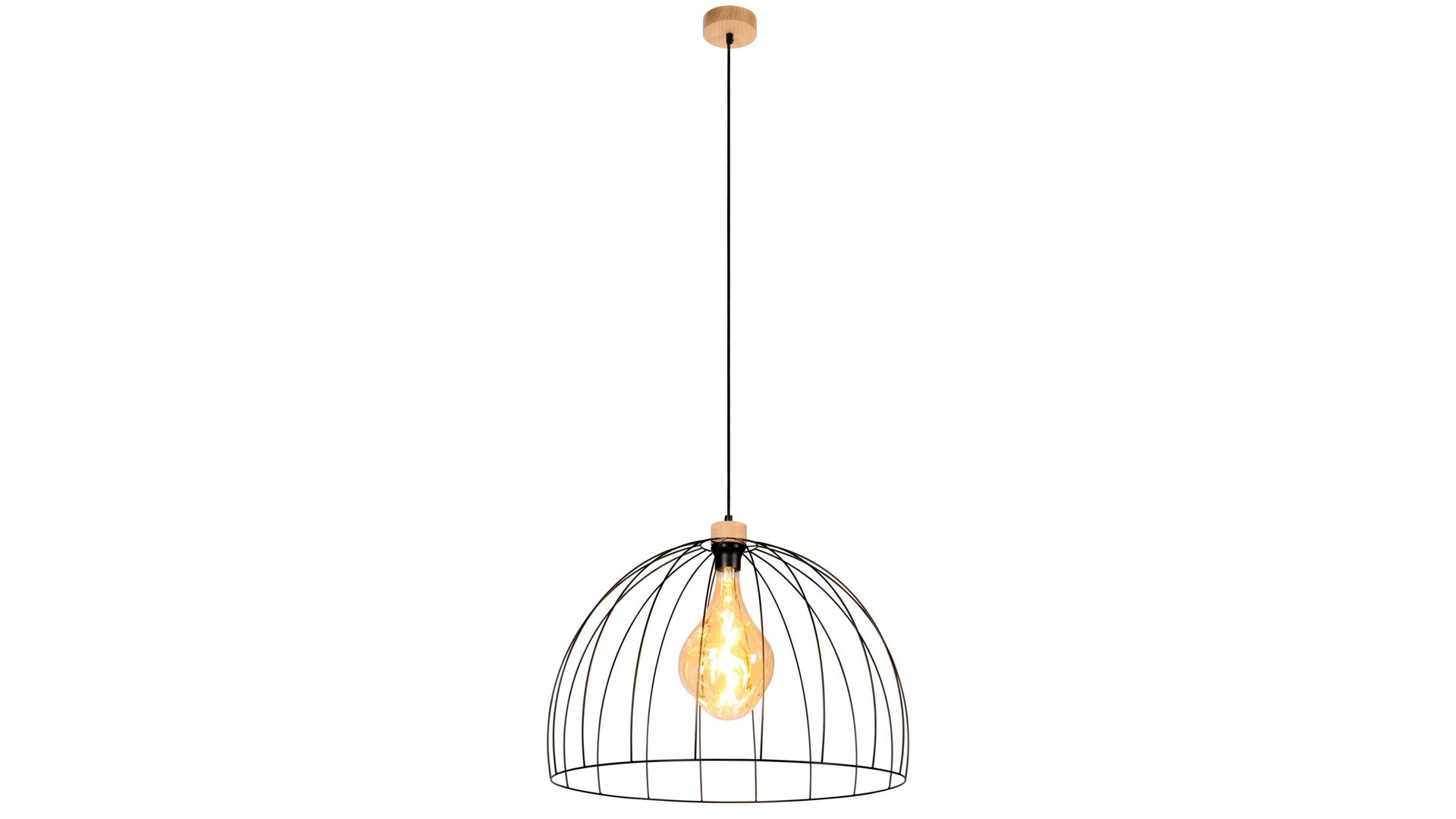 Pendelleuchte Spot light aus Metall in Schwarz SPOT LIGHT Leuchtenserie Dakar - Hängeleuchte Metall & Eiche - Durchmesser ca. 57 cm