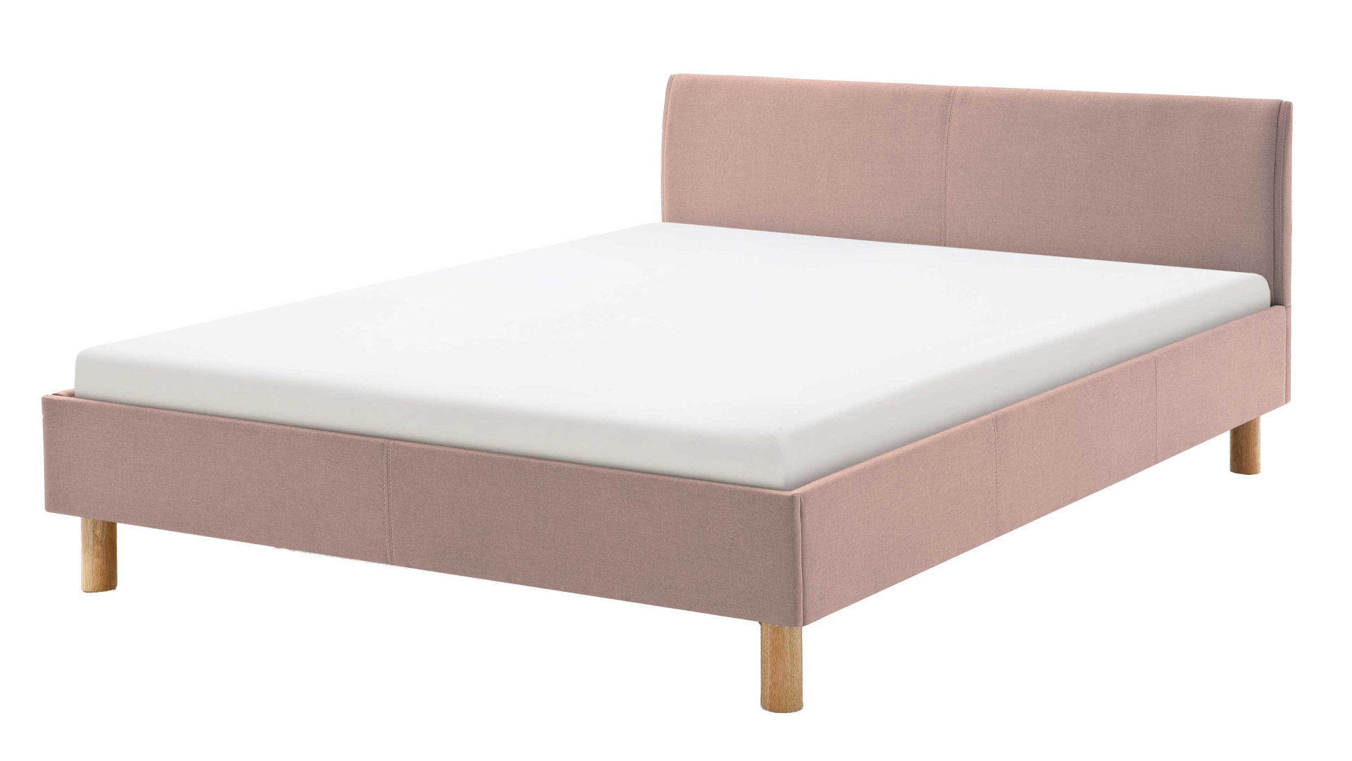 Bettgestell Meise.möbel aus Stoff in Rosa Polsterbettgestell Lena altrosa Bezug Sawana Nr. 61 & Holzfüße - Liegefläche ca. 120 x 200 cm