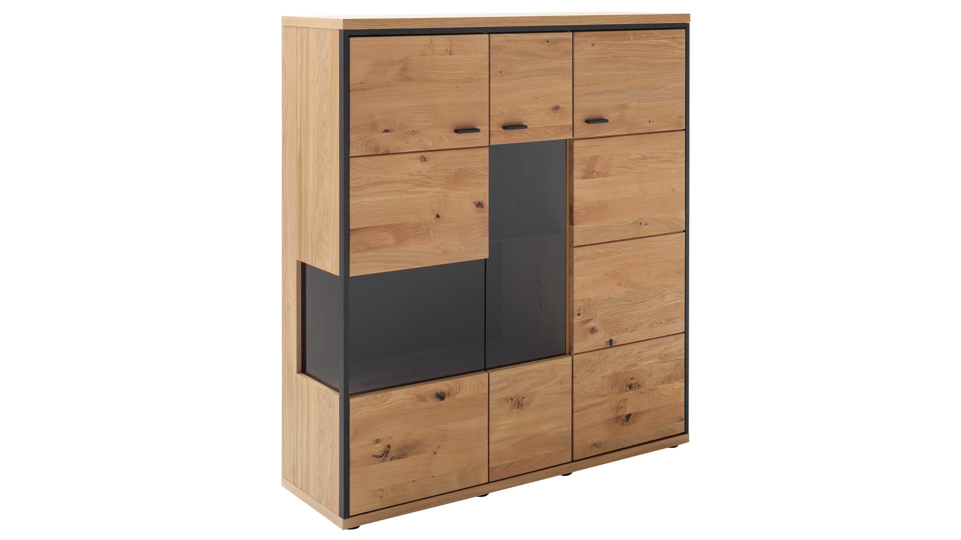 Highboard Mca furniture aus Holz in Holzfarben Wohnprogramm Bari - Highboard Asteiche Bianco – eine Tür, Breite ca. 123 cm
