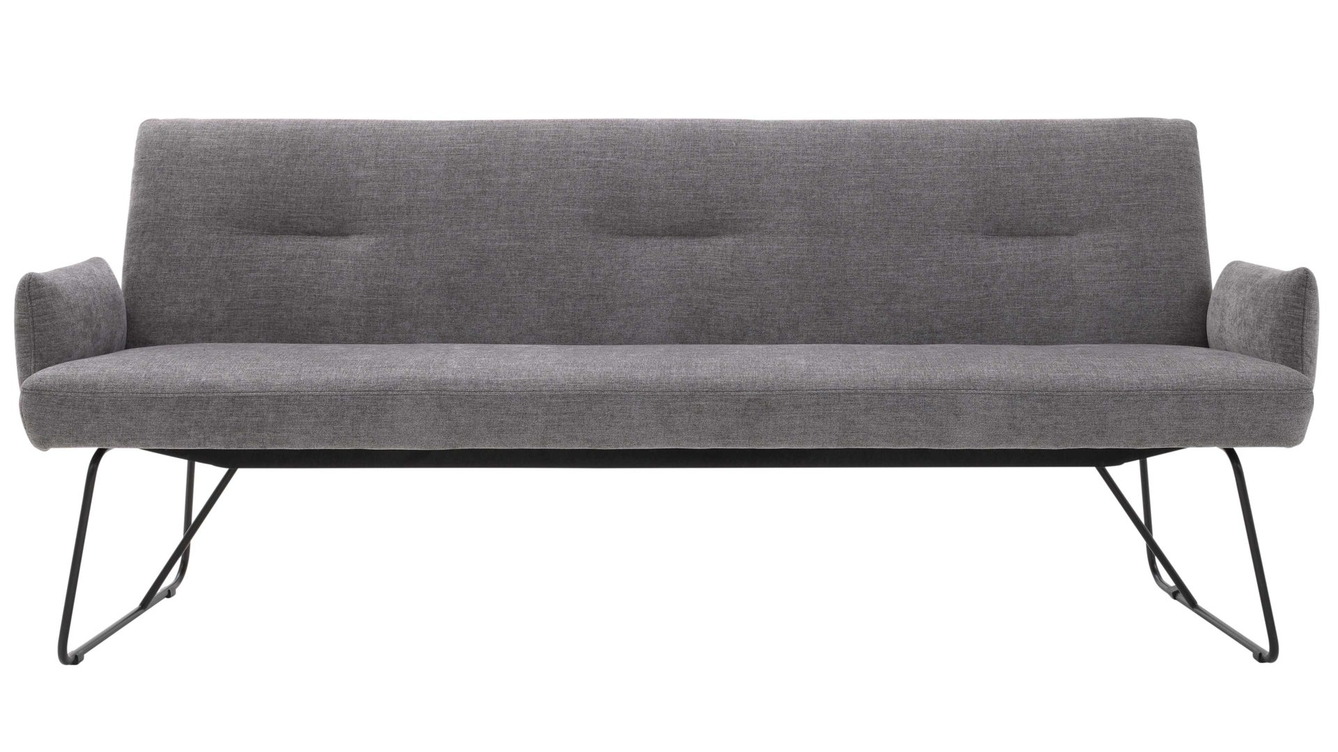 Polsterbank Interliving aus Stoff in Grau Interliving Esszimmer Serie 5504 - Polsterbank 230-200 grauer Bezug Concrete DCT 99 & schwarzes Kufengestell S 346 - Länge ca. 218 cm