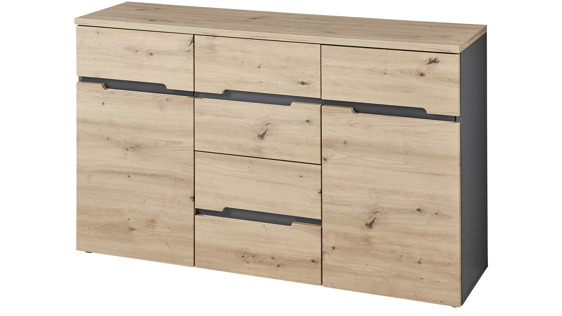 Kommode Innostyle aus Holz in Holzfarben Kommodenserie Memphis Artisan Eiche & Graphit - Breite ca. 135 cm