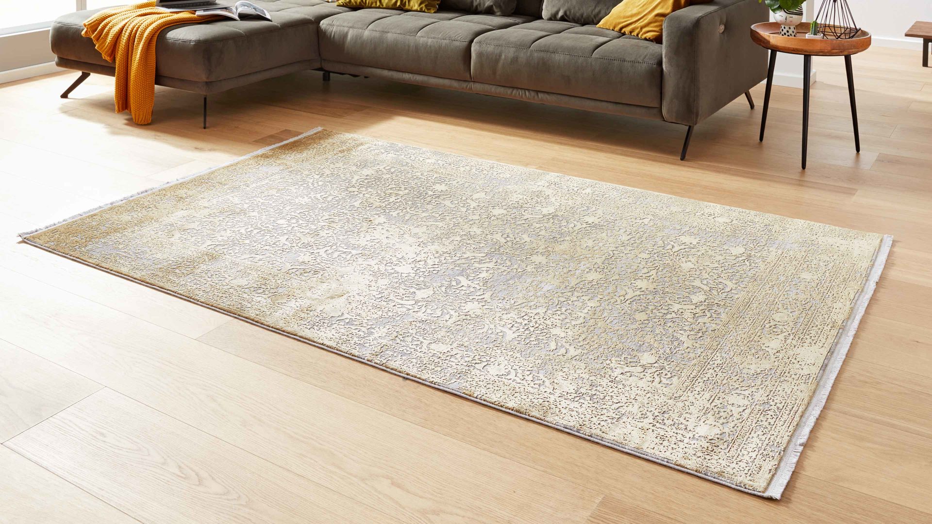 Webteppich Interliving aus Mischgewebe in Gold Interliving Teppich Serie L-8710 Gold – ca. 160 x 230 cm