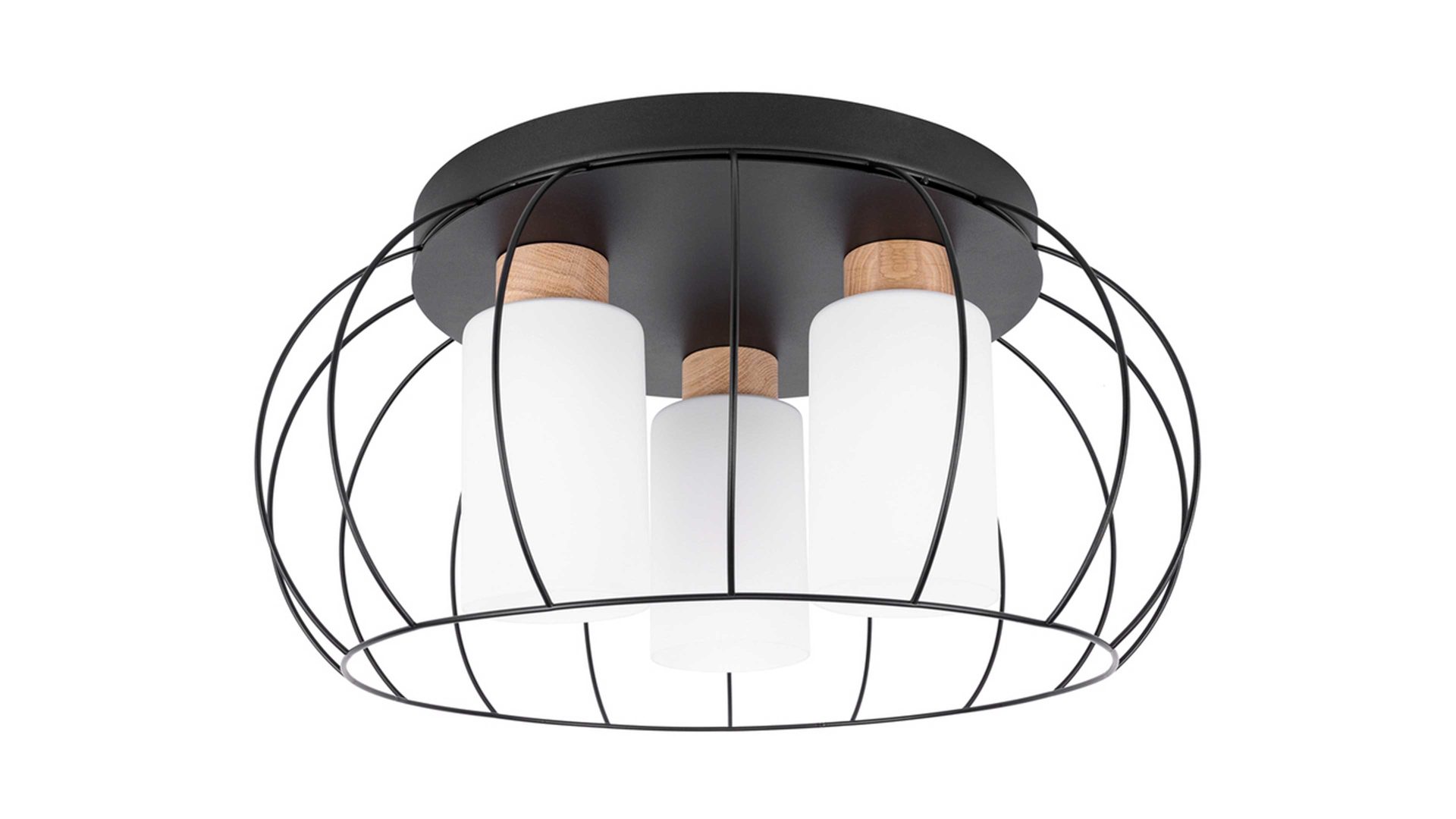 Deckenleuchte Spot light aus Metall in Schwarz SPOT LIGHT Leuchten Serie Mostar - Deckenlampe schwarzes Metall & weißes Glas - Durchmesser ca. 30 cm