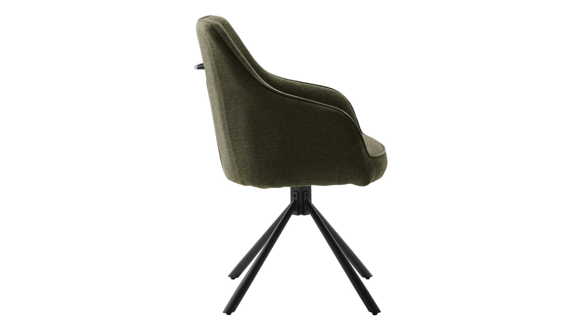 Vierfußstuhl Mca furniture aus Stoff in Dunkelgrün Armlehnstuhl mit Drehfunktion olivgrüner Strukturbezug & schwarzes Metall