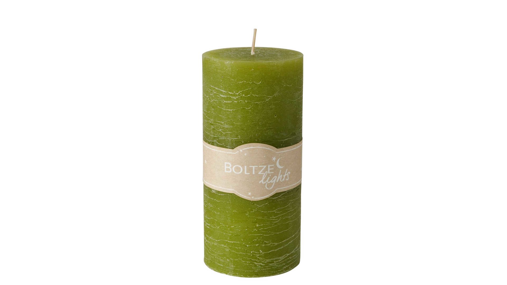 Kerze Boltze aus Wachs in Hellgrün Stumpenkerze Basic Olivgrün – Höhe ca. 15 cm