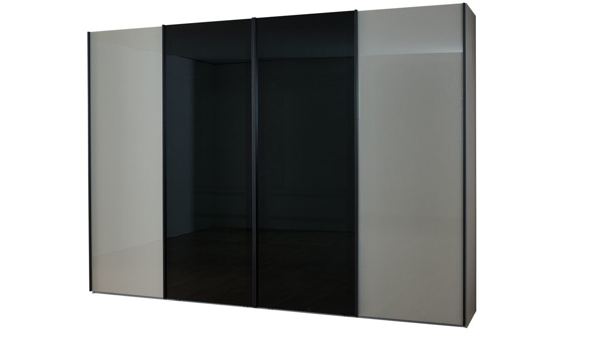 Kleiderschrank Wiemann | oeseder aus Holz in Grau Kleiderschrank Dubai Kieselgrau & graues Parsolglas - vier Türen, Breite ca. 330 cm