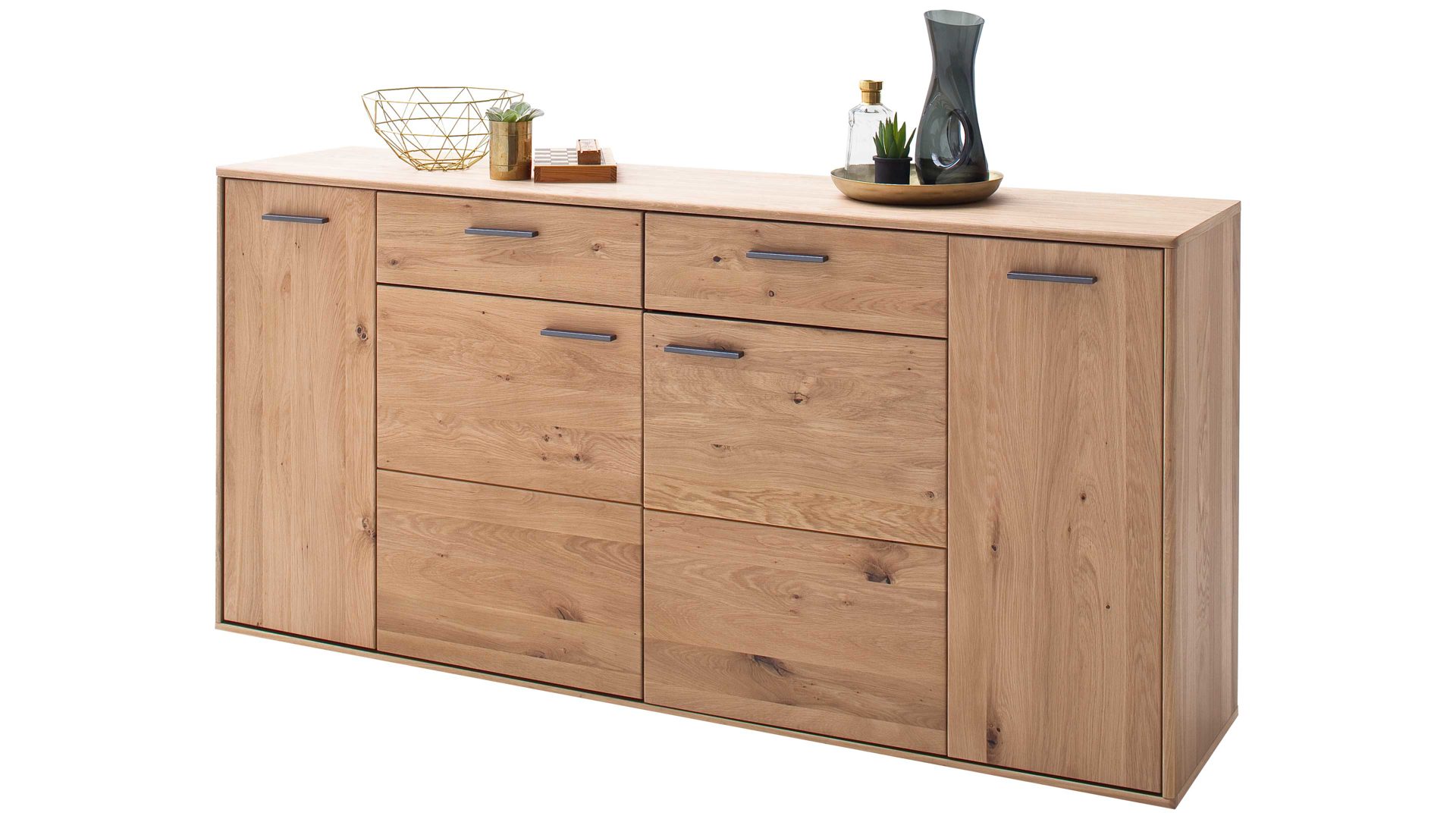 Sideboard Mca direkt aus Holz in Holzfarben Wohnprogramm Portland - Sideboard Asteiche bianco - vier Türen, zwei Schubladen, Breite ca.  184 cm