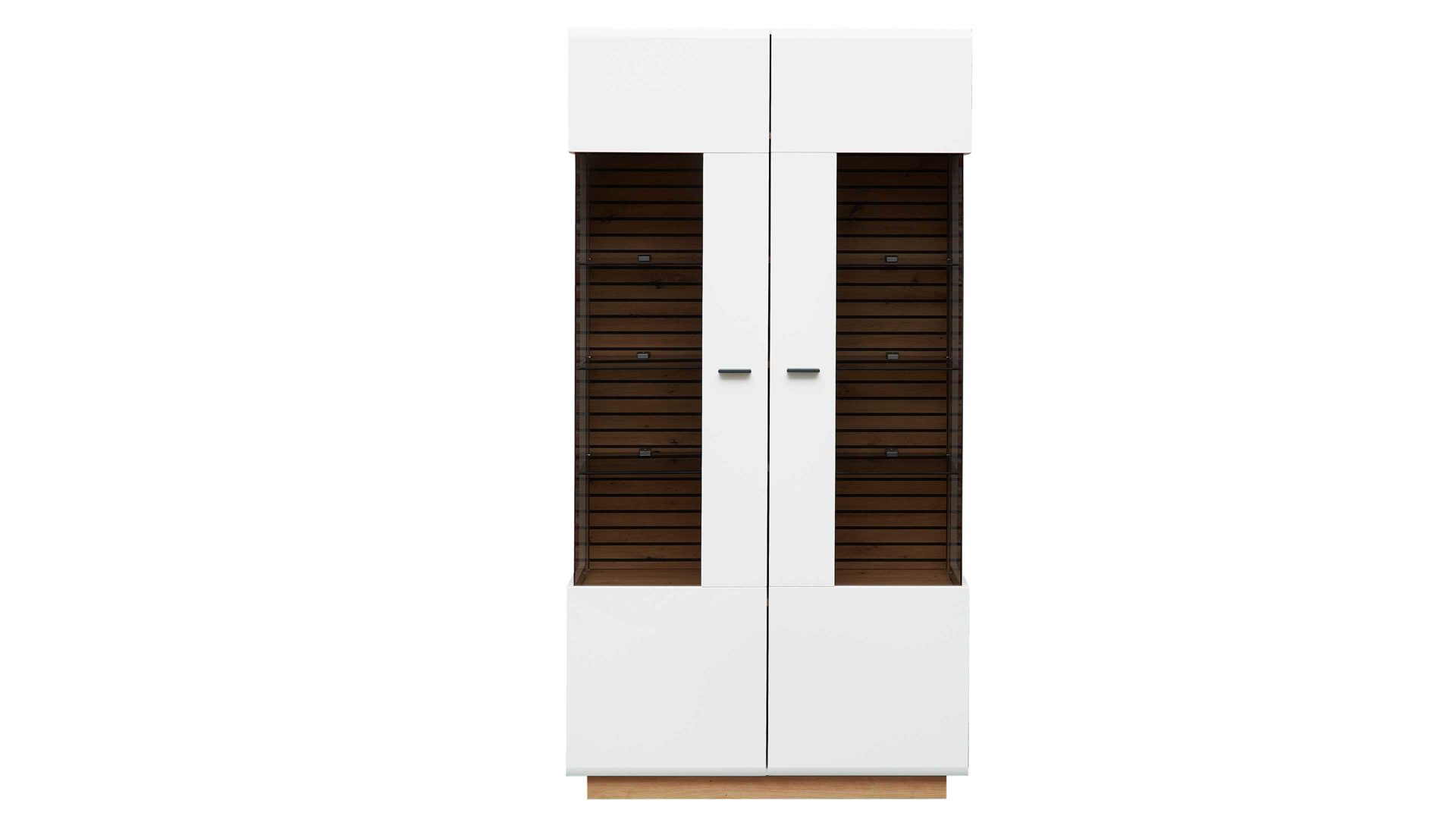 Vitrine MIVIVO® aus Holz in Weiß MIVIVO® Wohnprogramm Fresno - Vitrine Mattweiß & Artisan Eiche - zwei Türen, Breite ca. 98 cm