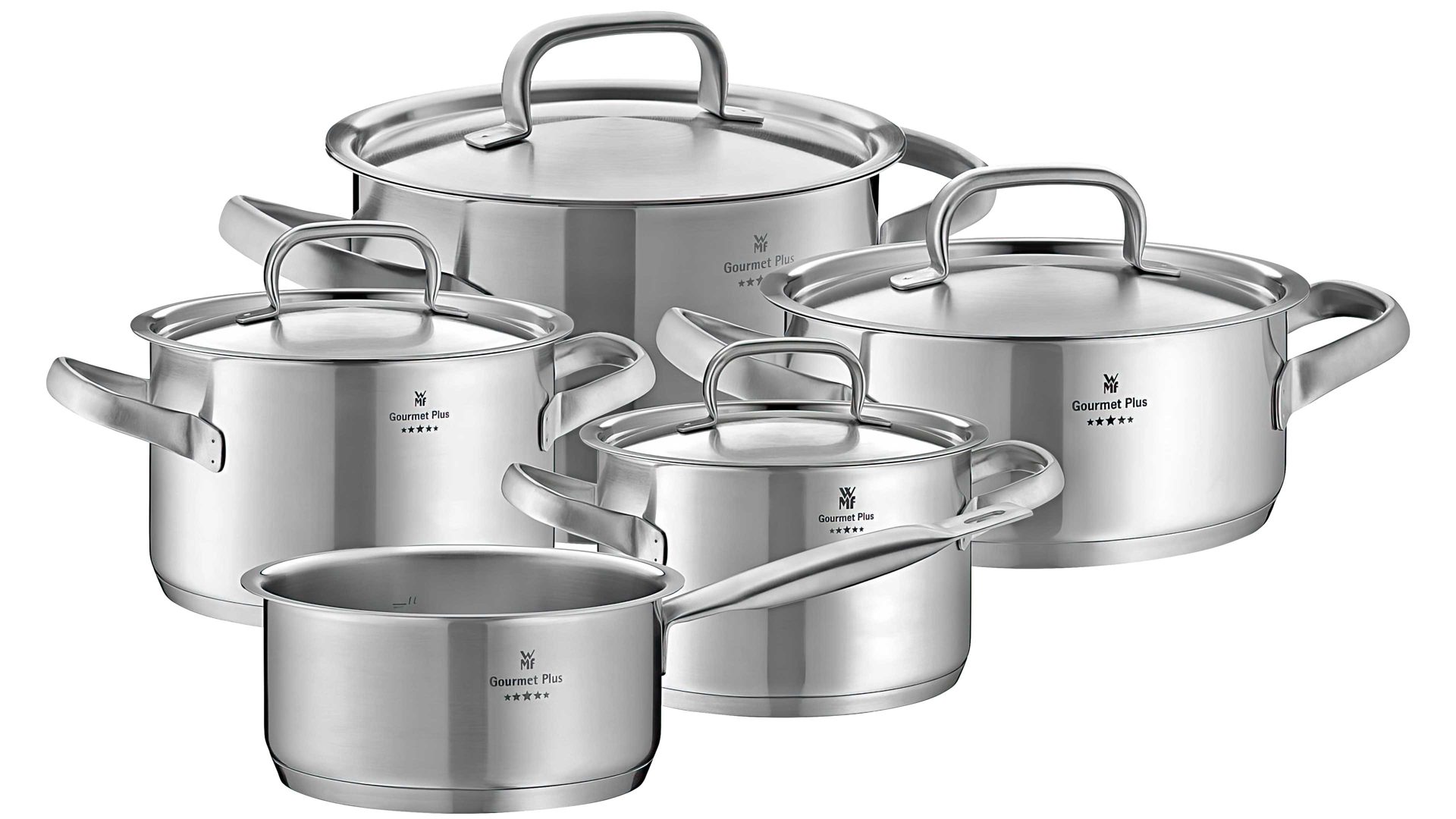 Topf-Set Wmf aus Metall in Edelstahl WMF Topf-Set Gourmet Plus Cromargan® – fünfteilig