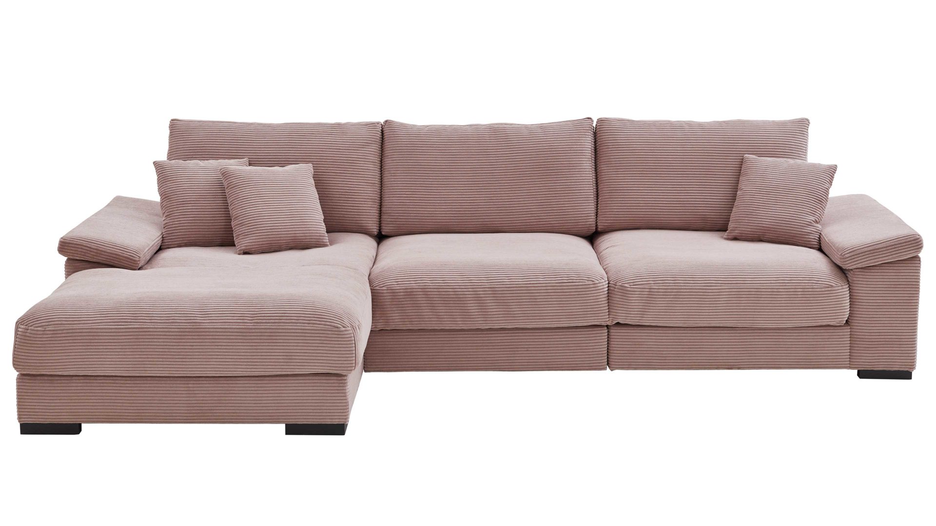 Ecksofa A. z. iwaniccy aus Stoff in Rosa Polsterprogramm Spirit - Ecksofa rosa Breitcord Lincoln 61 - Stellfläche ca. 177 x 323 cm