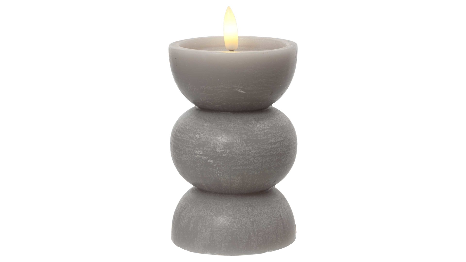 Kerze Kaemingk aus Wachs in Grau LED-Kerze grauer Wachs - Höhe ca. 15 cm