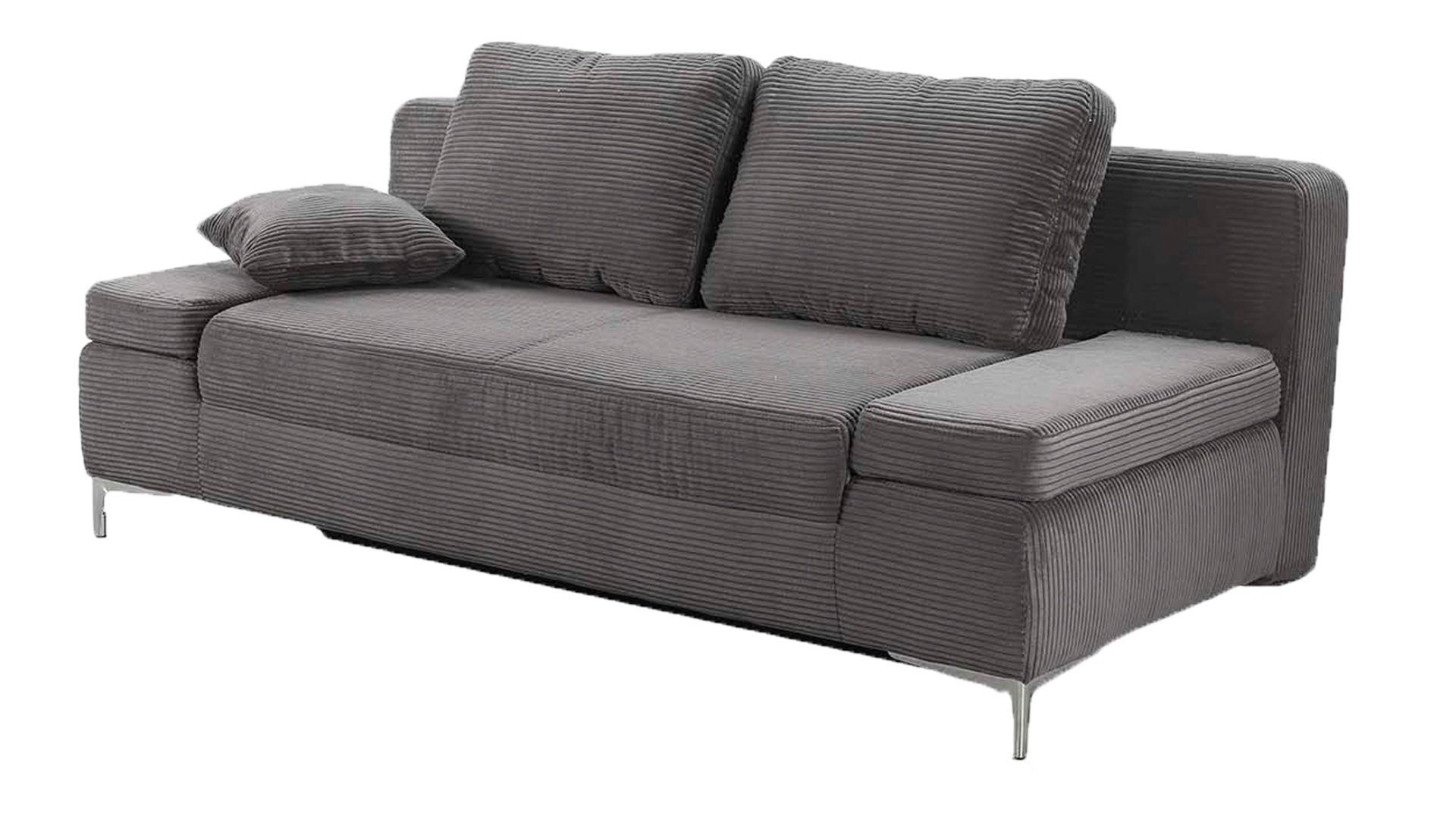 Schlafsofa Job aus Stoff in Grau Schlafsofa Jano grauer Cordbezug 426.09 & chromfarbene Metallfüße – Breite ca. 202 cm