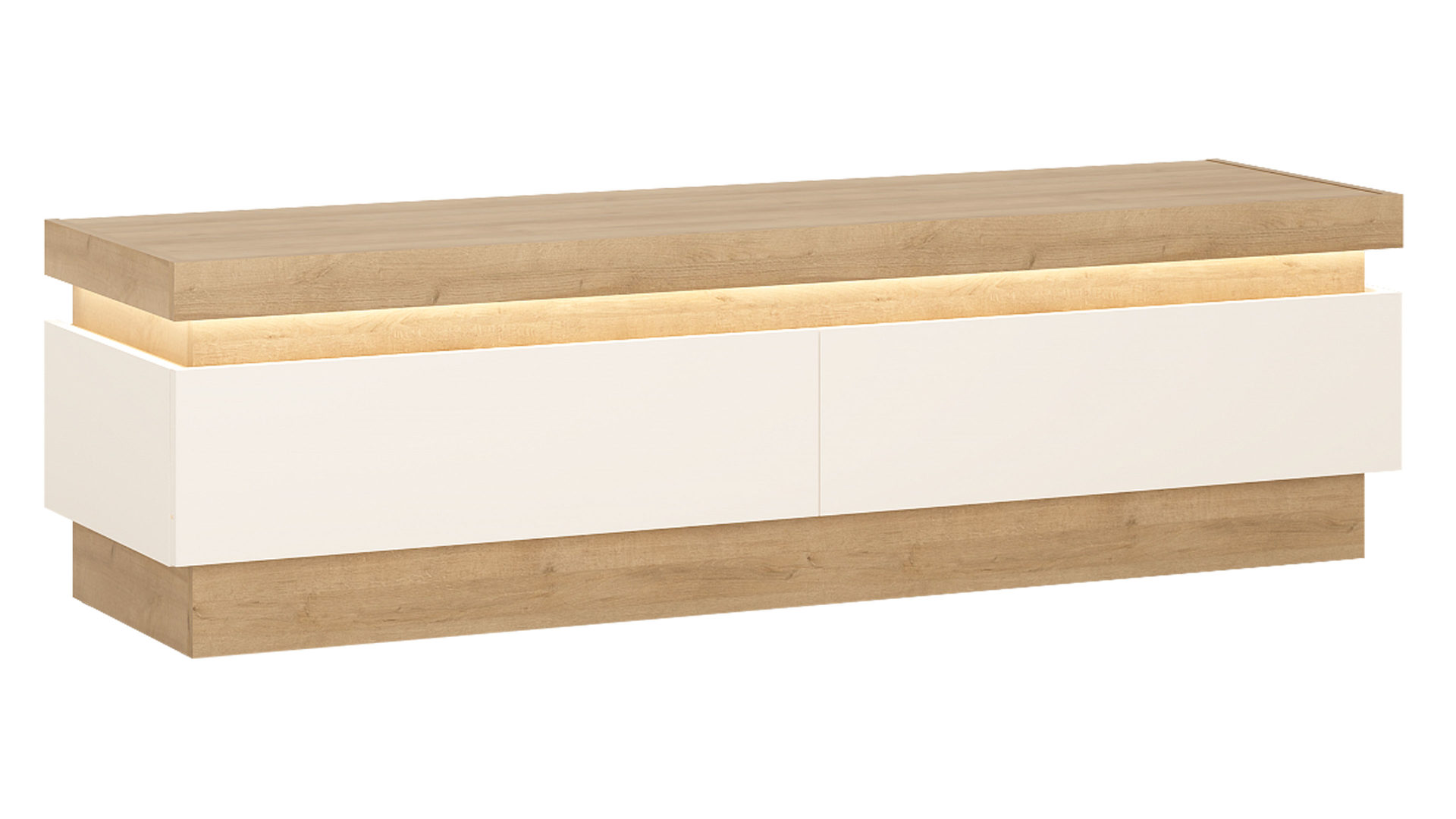 Lowboard Wojcik aus Holz in Weiß Wohnprogramm Lyon - Lowboard Weiß & Riviera Eiche -  Breite ca. 146 cm