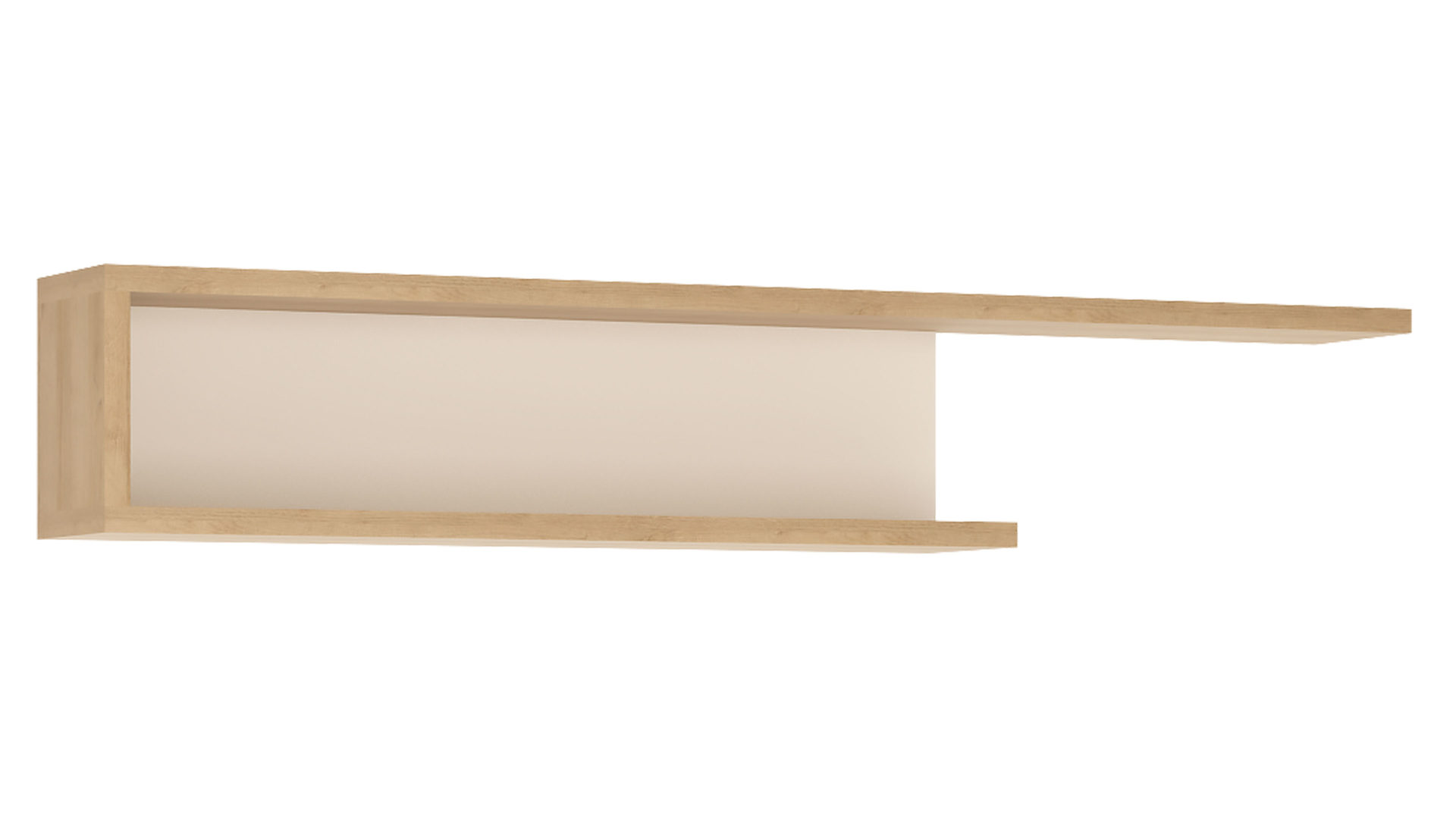 Wandregal Wojcik aus Holz in Weiß Wohnprogramm Lyon - Wandboard Weiß & Riviera Eiche - Breite ca. 140 cm