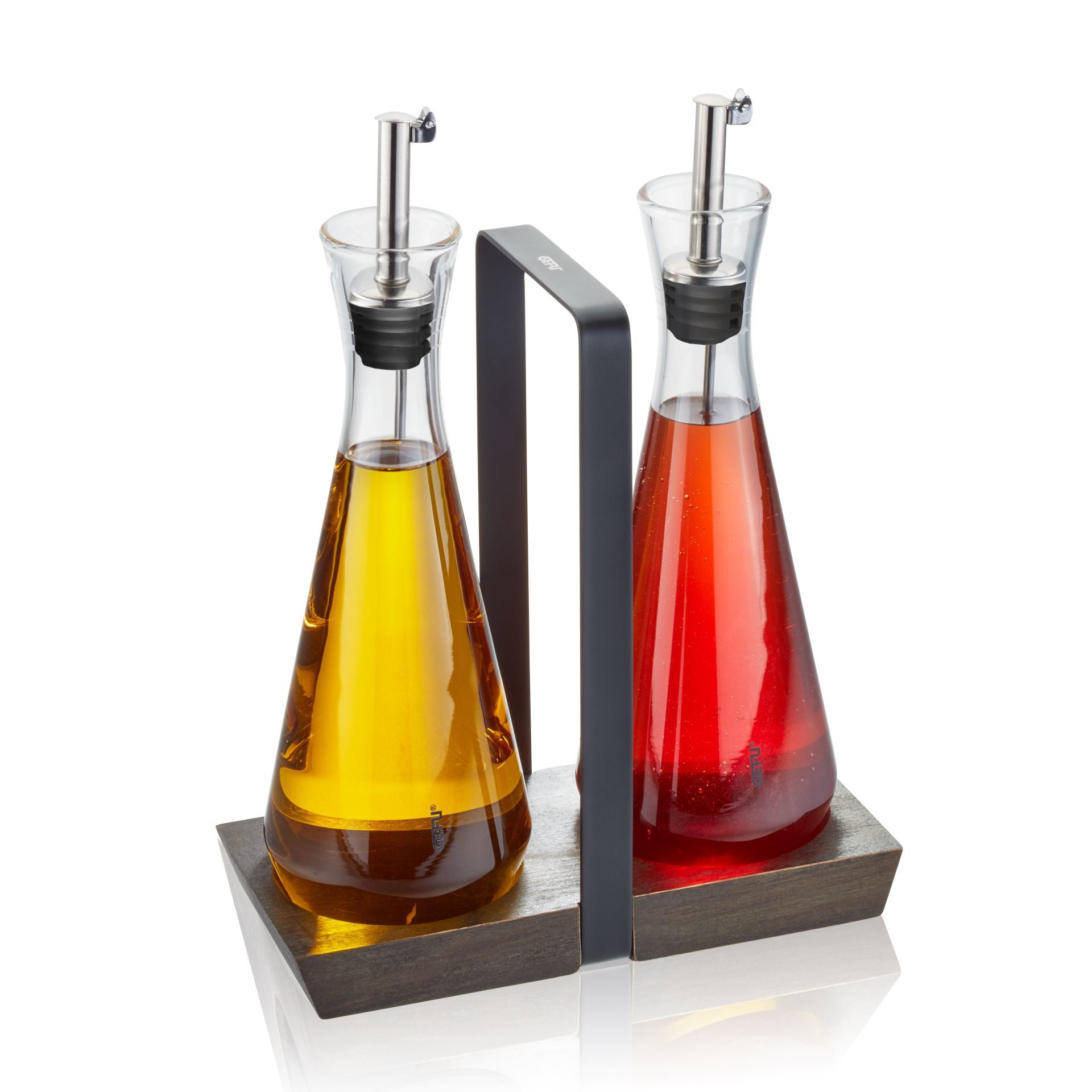 Küchenhelfer Gefu aus Glas Holz Kunststoff in Schwarz Braun Transparent GEFU Essig- und Öl-Set Akazienholz & Kristallglas