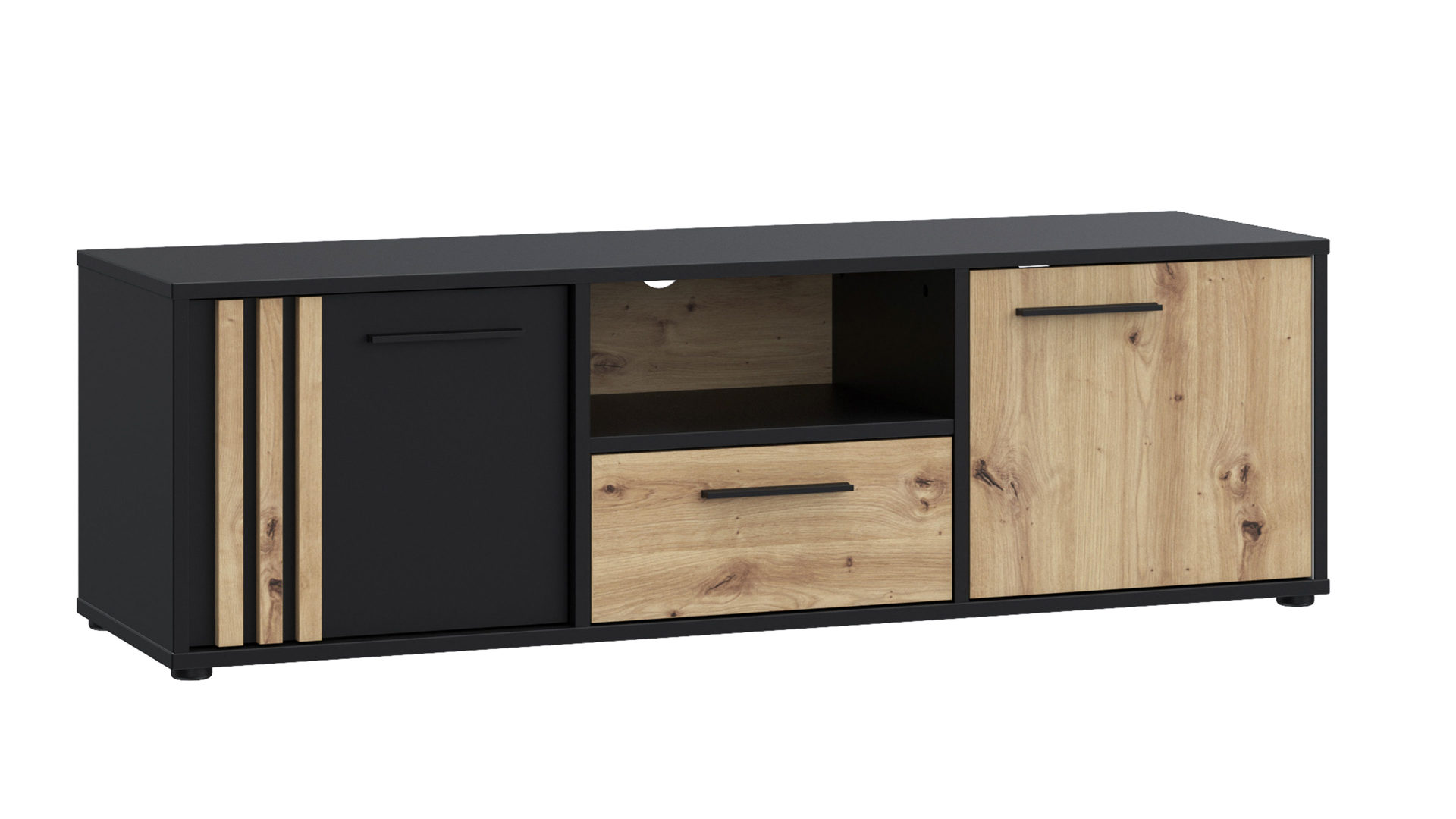 Lowboard Forte® aus Holz in Schwarz Kommodenprogramm Cardigan Schwarz & Artisan Eiche – ca. 143 x 44 cm