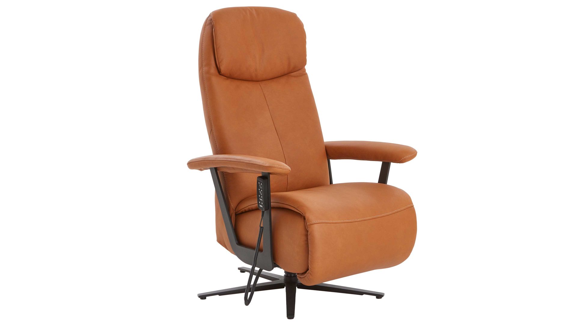 Relaxsessel Himolla aus Leder in Orange himolla Relaxsessel Serie 7387 - Easyswing 21V drei Motoren - honigfarbenes LongLife-Leder Rustika & anthrazitfarbener Sternfuß