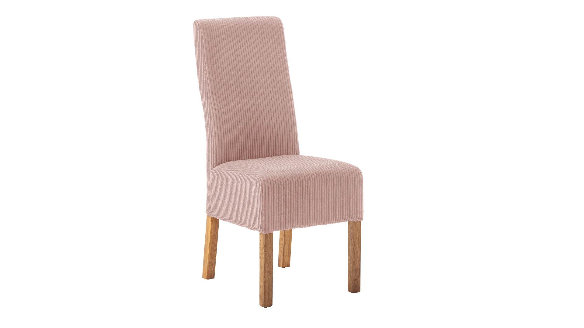 Vierfußstuhl Mca direkt aus Stoff in Pastell Polsterstuhl-Serie Nera altrosafarbener Cordbezug Poso & Eiche geölt