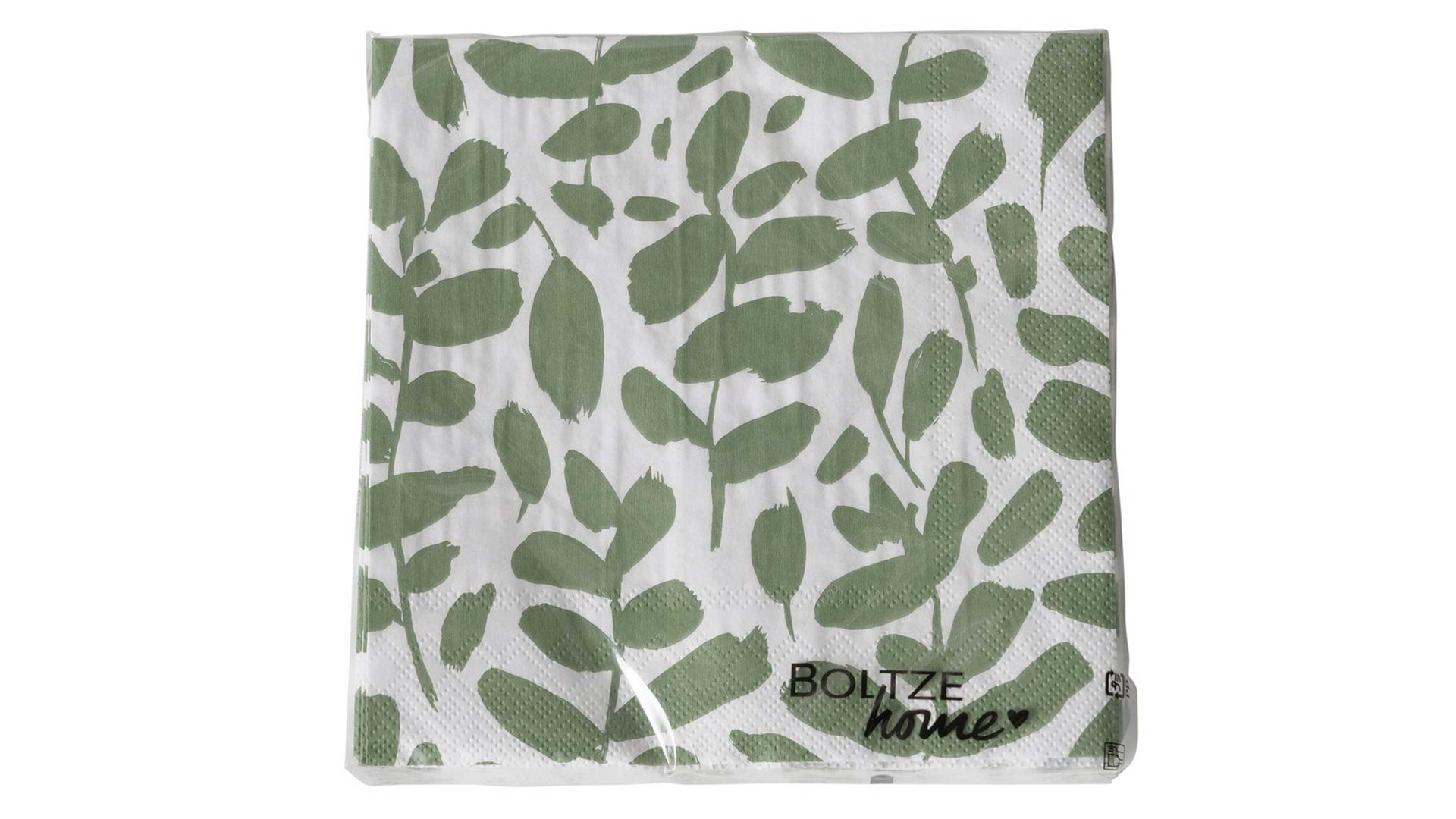 Serviette Boltze aus Karton / Papier / Pappe in Grün Servietten Fago grünes Blattmotiv – ca. 17 x 17 cm