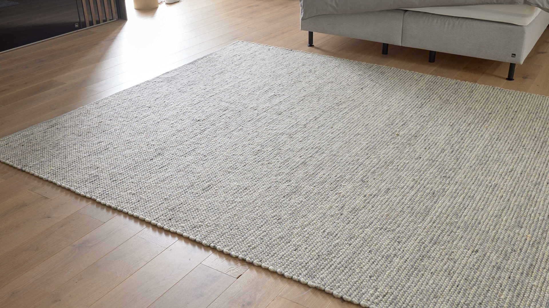 Handwebteppich Interliving aus Naturfaser in Weiß Interliving Teppich Serie B-8003 Weiß meliert – ca. 250 x 290 cm