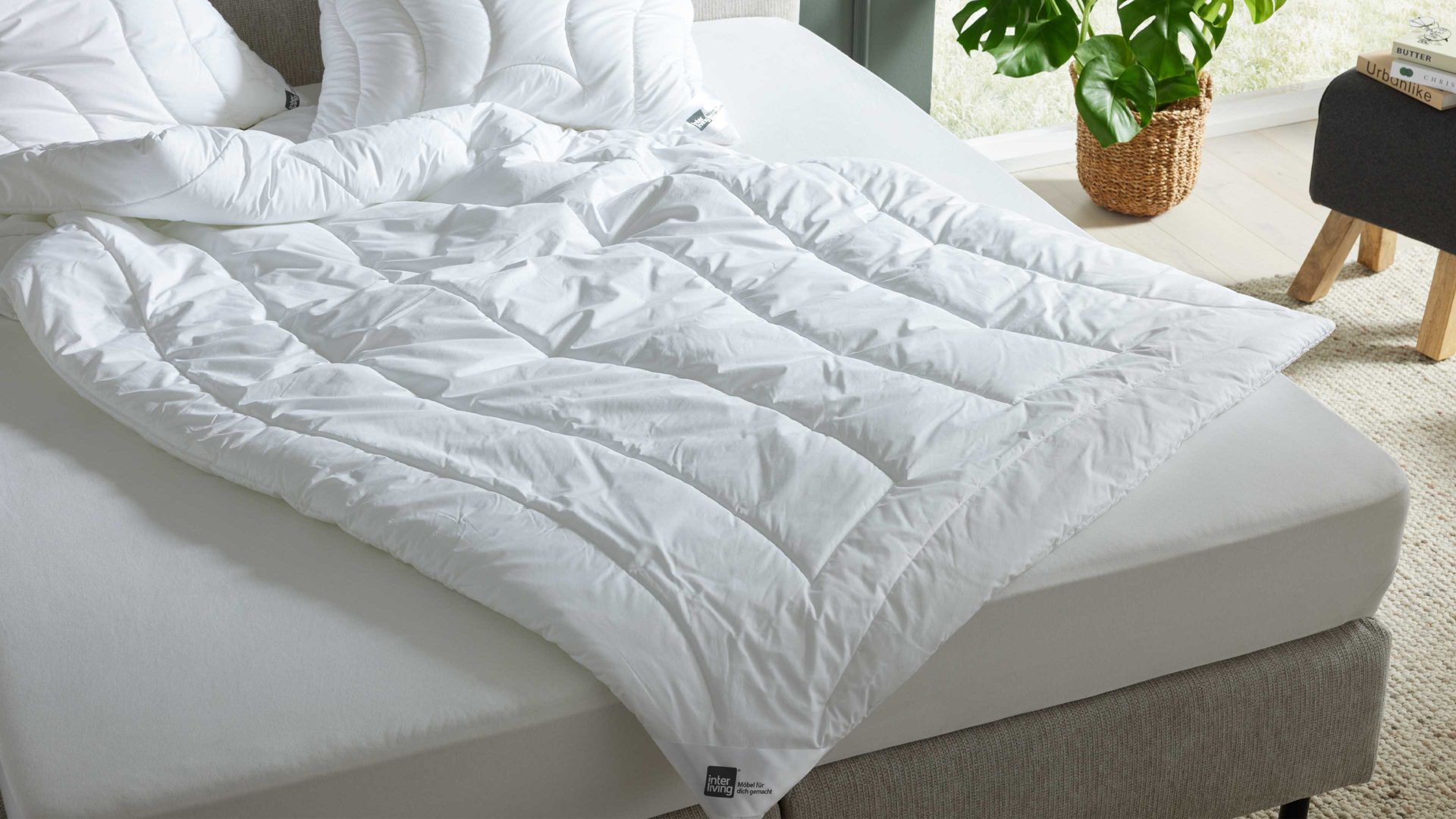 Faserdecke Interliving aus Stoff in Weiß Interliving Bettdecke Serie 9202 - Faserdecke normal, ca. 900 g - ca. 155 x 220 cm
