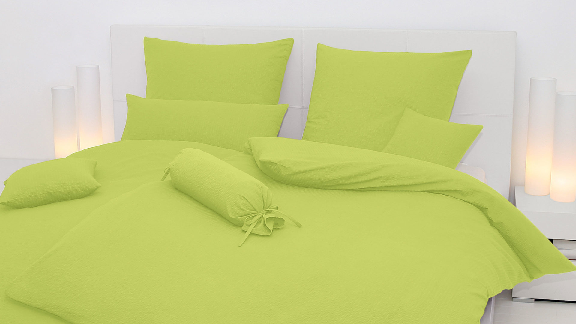 Bettwäsche-Set Janine® aus Naturfaser in Grün Janine® Bettwäsche-Set apfelgrün – ca. 240 x 220 cm