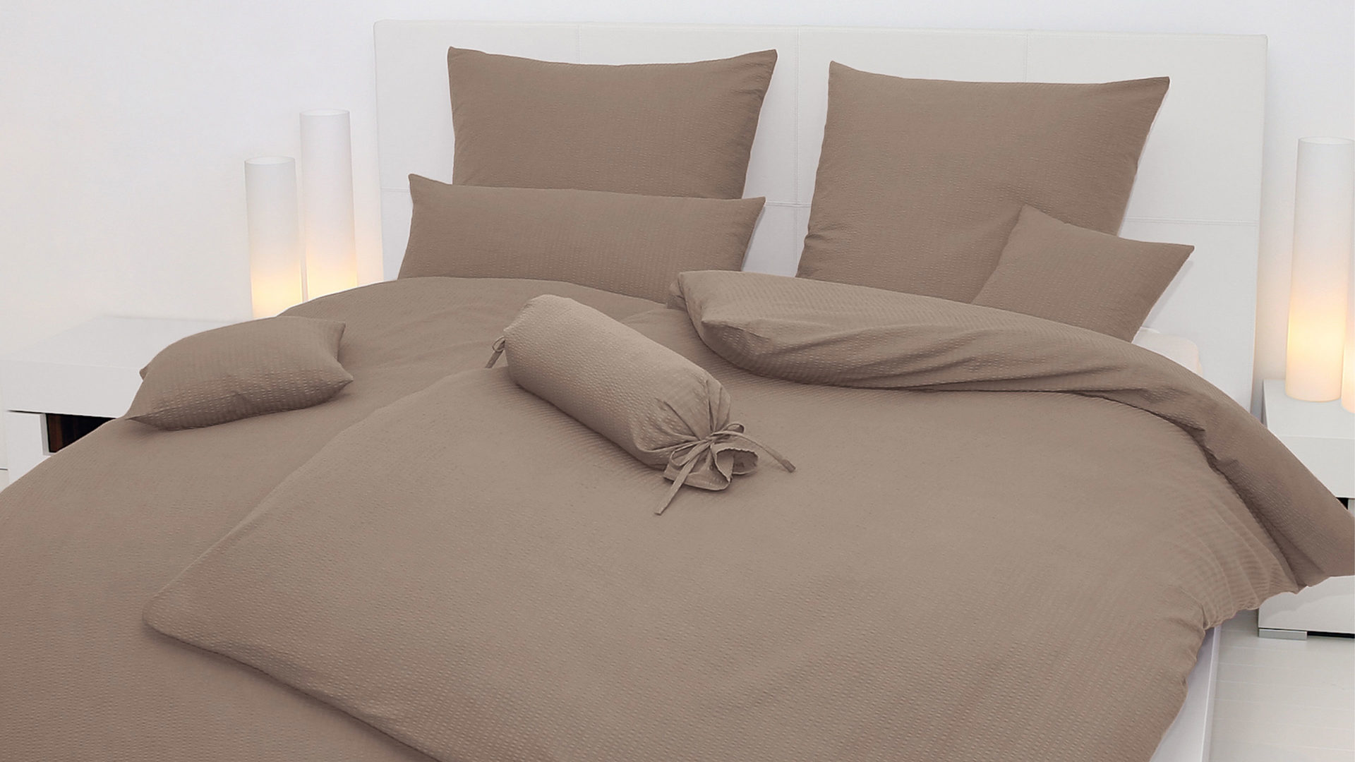 Bettwäsche-Set Janine® aus Naturfaser in Hellbraun Janine® Bettwäsche-Set taupe – ca. 155 x 220 cm