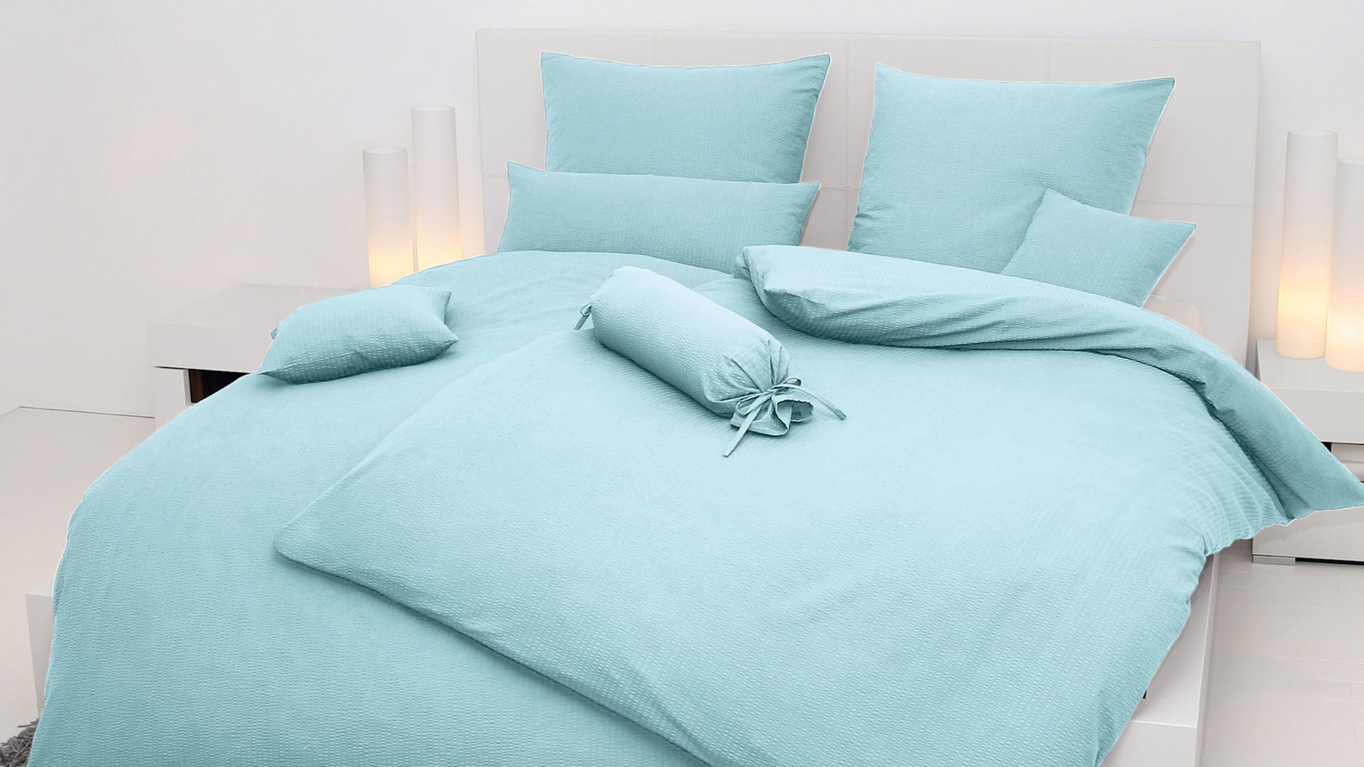 Bettwäsche-Set Janine® aus Naturfaser in Mint Janine® Bettwäsche-Set kristallblau – ca. 200 x 200 cm