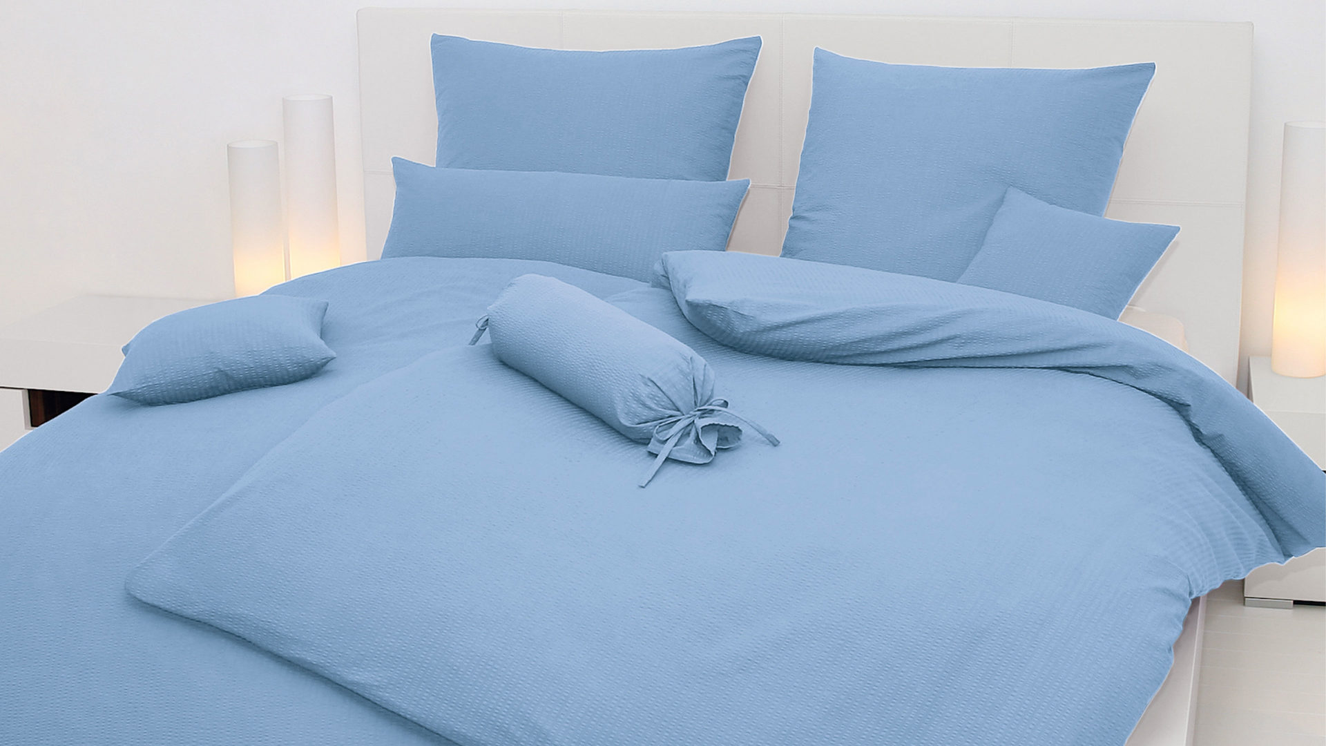 Bettwäsche-Set Janine® aus Naturfaser in Pastell Janine® Bettwäsche-Set bleu – ca. 200 x 200 cm