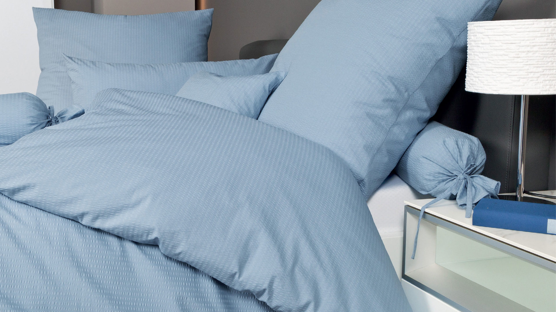 Bettwäsche-Set Janine® aus Naturfaser in Mittelblau Janine® Bettwäsche-Set Perlblau – ca. 135 x 200 cm