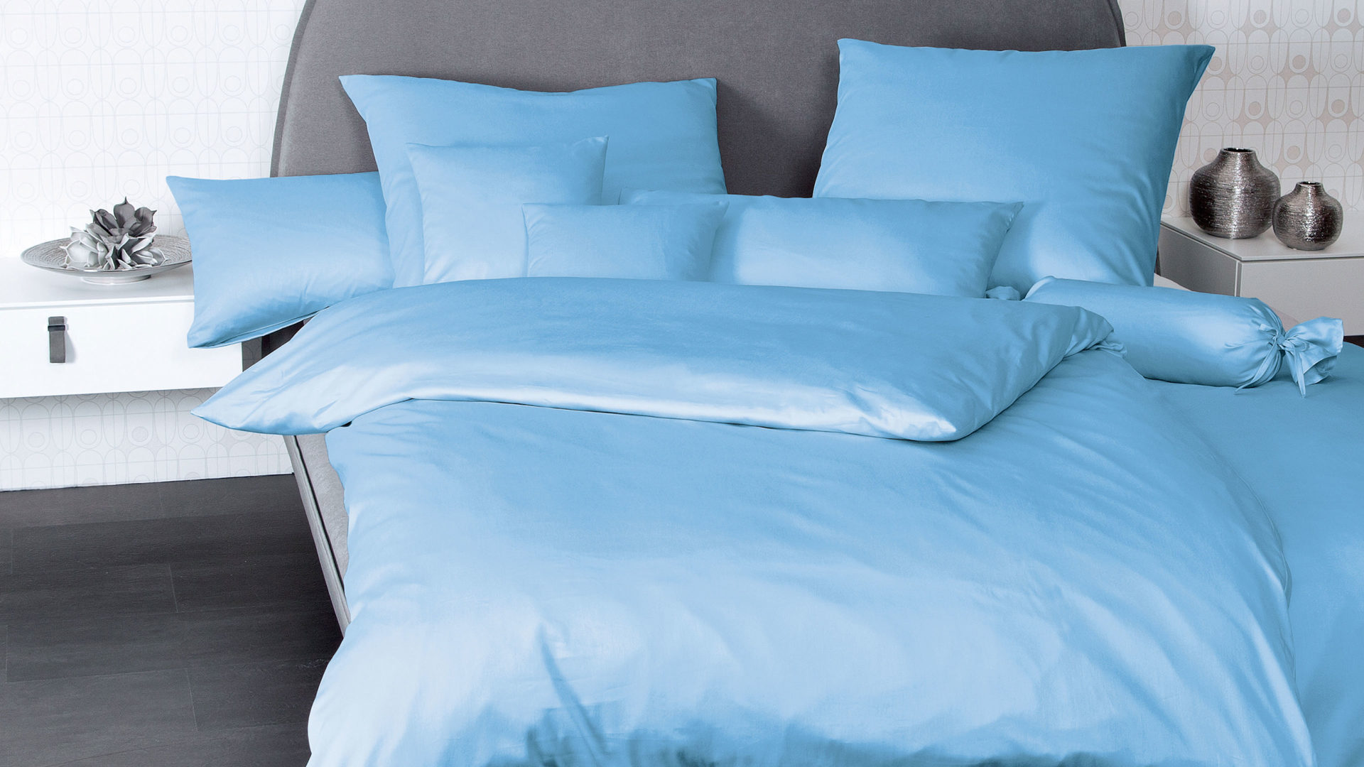 Bettwäsche-Set Janine® aus Naturfaser in Hellblau Janine® Bettwäsche-Set Hellblau - ca. 155 x 220 cm