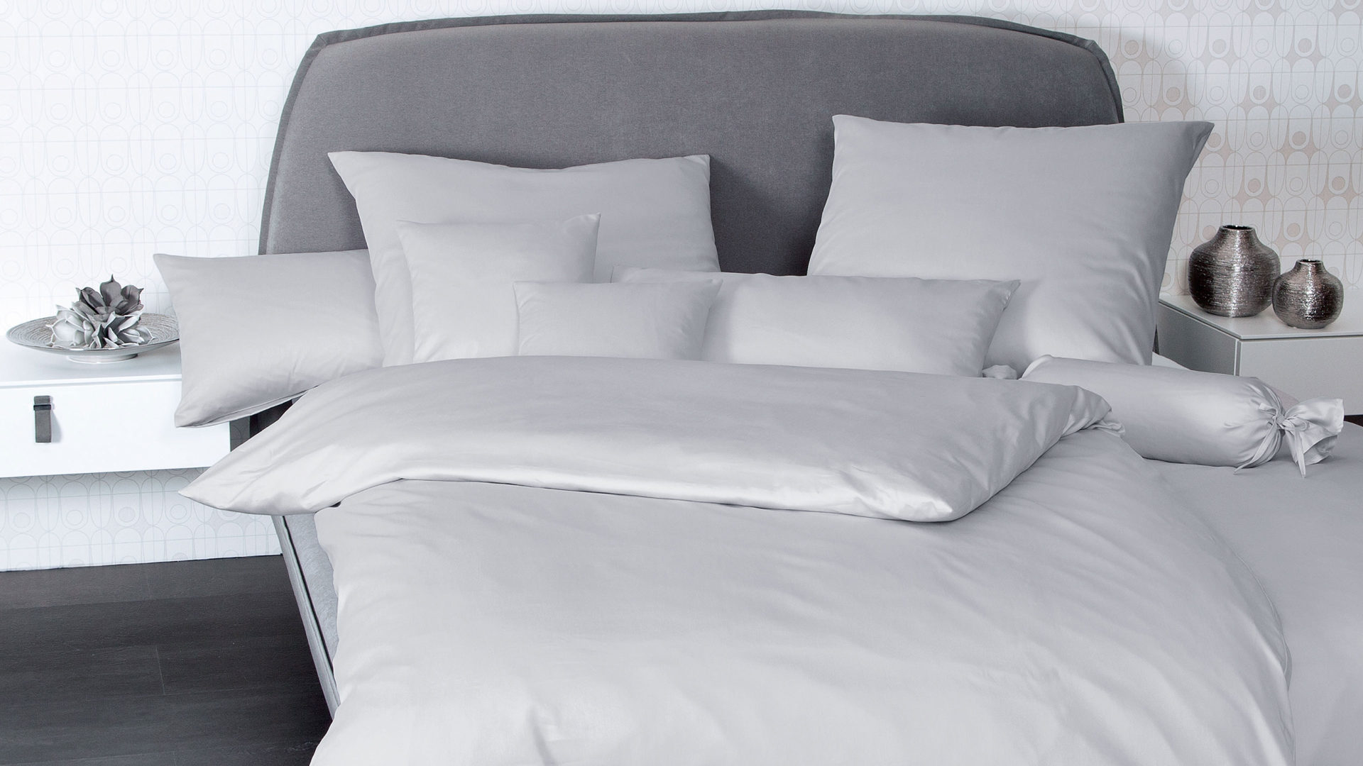 Bettwäsche-Set Janine® aus Naturfaser in Hellgrau Janine® Bettwäsche-Set Platin - ca. 240 x 220 cm