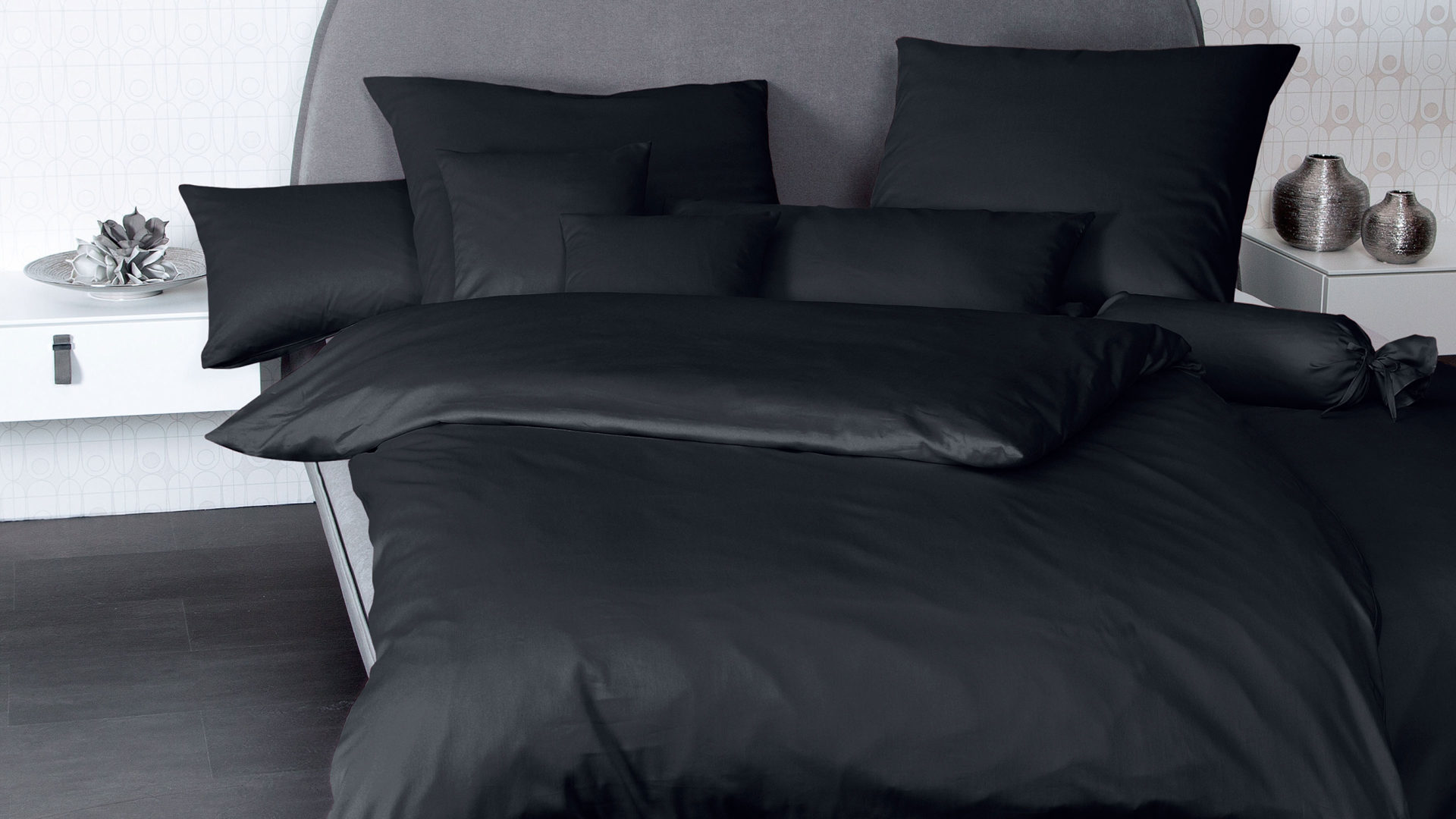 Bettwäsche-Set Janine® aus Naturfaser in Schwarz Janine® Bettwäsche-Set Schwarz - ca. 240 x 220 cm