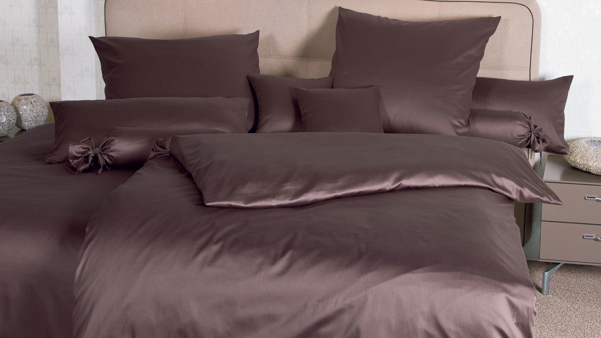Bettwäsche-Set Janine® aus Naturfaser in Dunkelbraun Janine® Bettwäsche-Set Schoko - ca. 155 x 220 cm