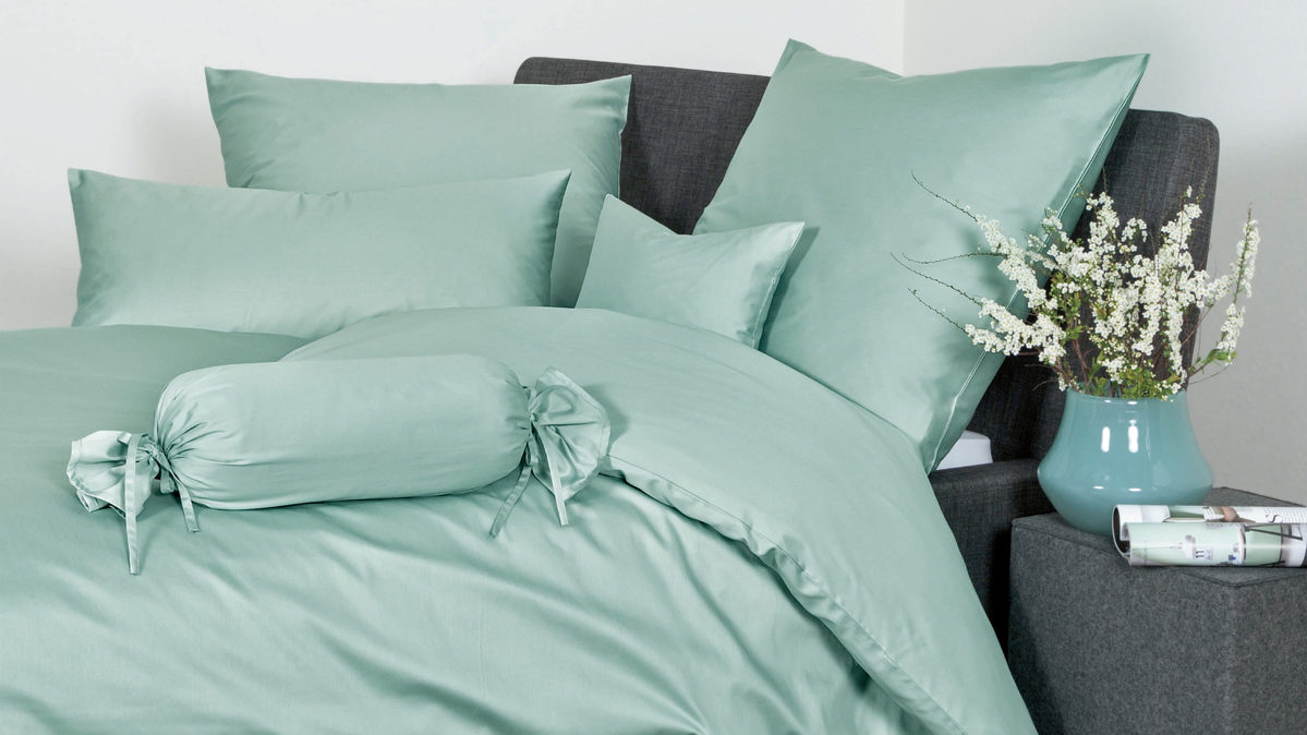 Bettwäsche-Set Janine® aus Naturfaser in Fichte Janine® Bettwäsche-Set Rauchgrün - ca. 155 x 220 cm